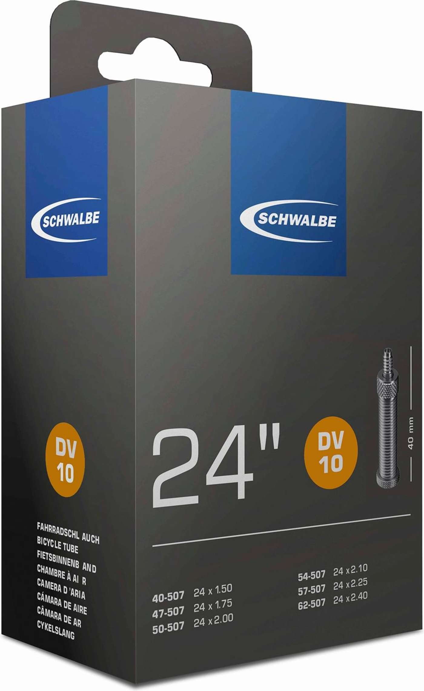Велосипедная камера Schwalbe 24" 40 / 62-507 dv10 40мм (цвет Черный)