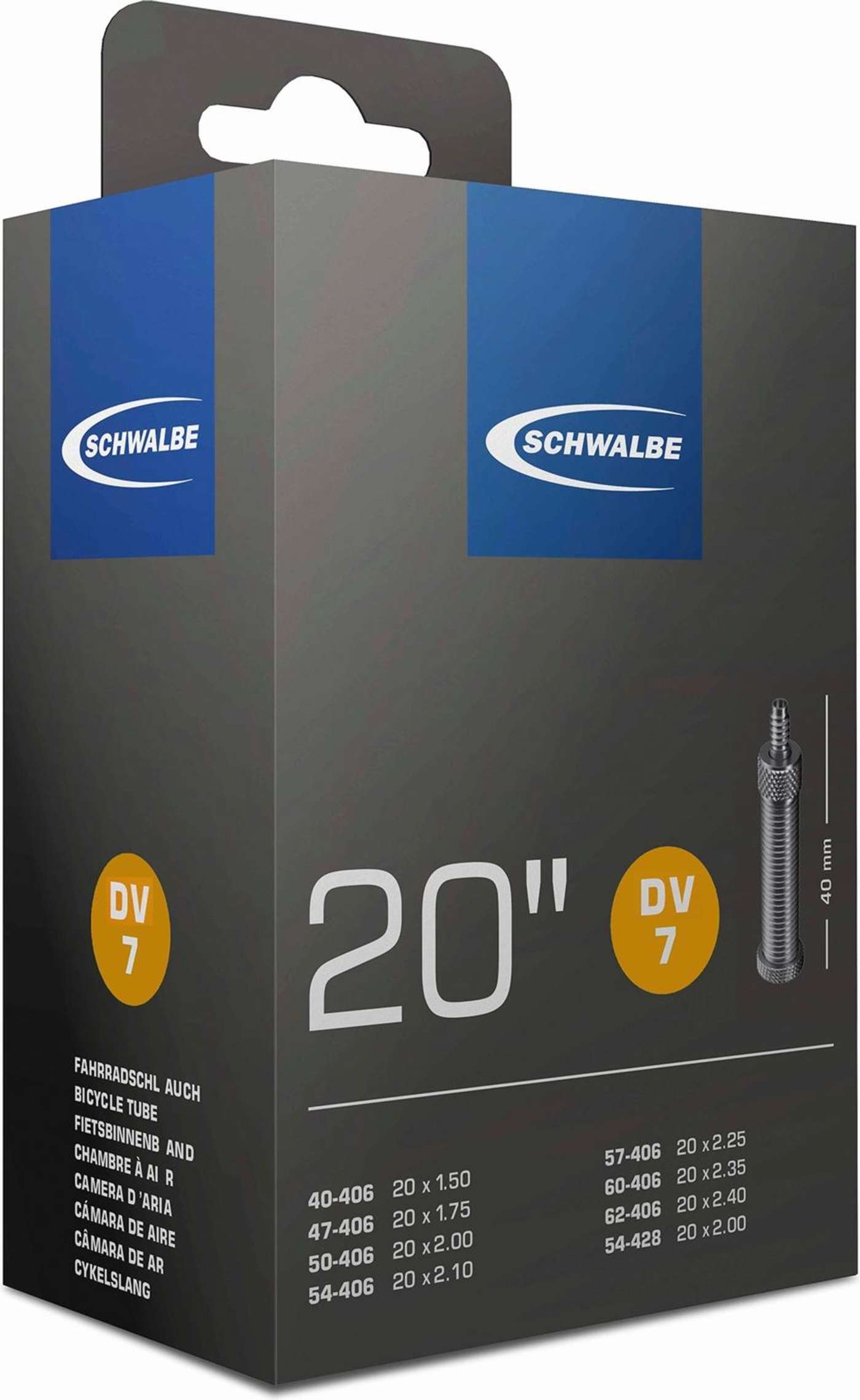 Велосипедная внутренняя покрышка Schwalbe 20 40 / 62-406 dv7 40мм (цвет Черный)