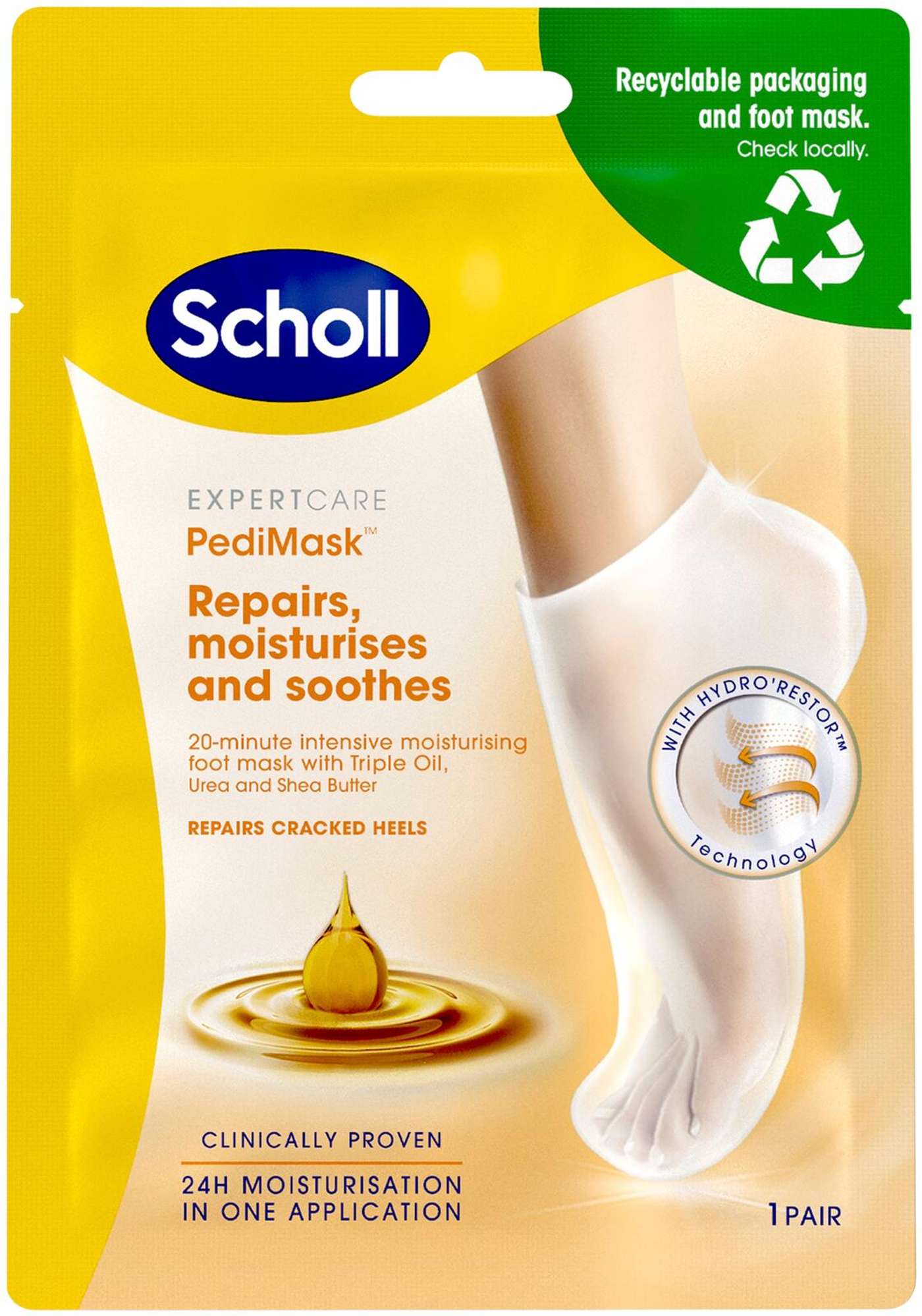 Маска для ног Scholl PediMask 3xOil