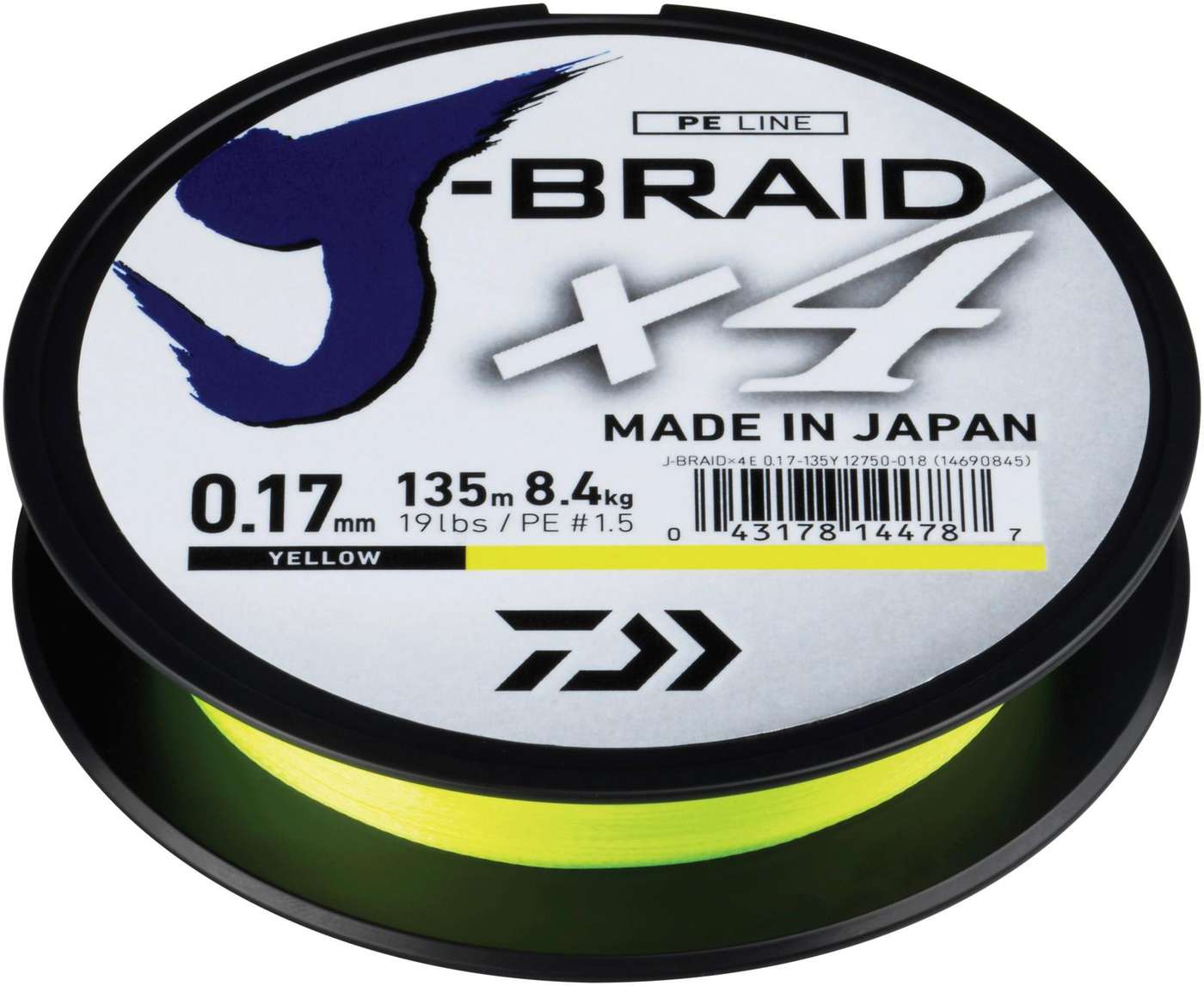 Волоконная леска Daiwa J-Braid X4 0, 19 мм 10, 2 кг 135 м желтая (цвет Желтый)
