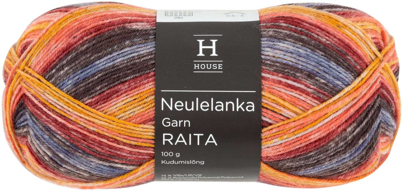 Пряжа для носков House Stripe Pattern 100 г желтый / серый / оранжевый 32841 (цвет желтый / серый / оранжевый)
