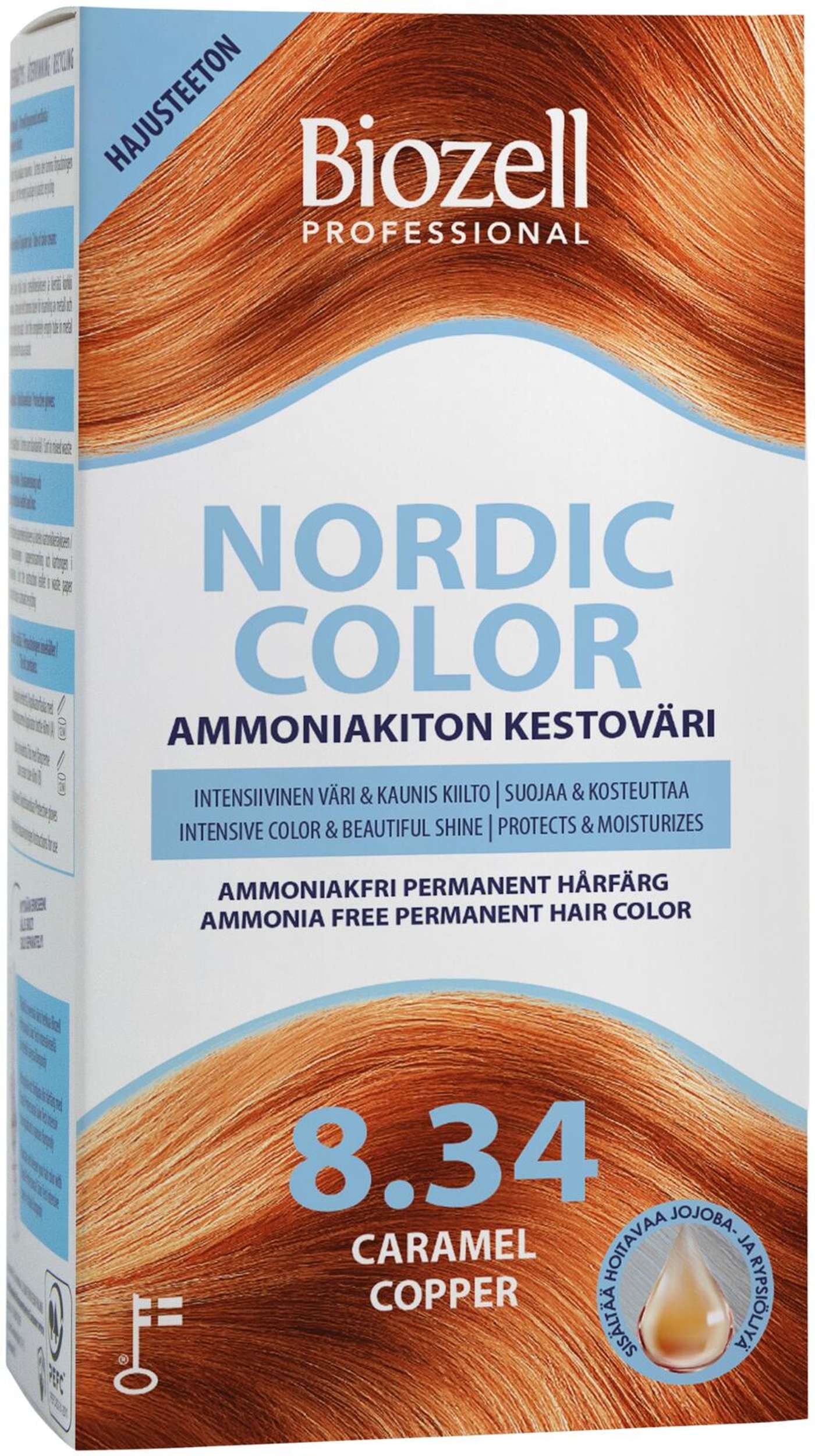 Biozell Professional Nordic Color перманентная краска без аммиака Карамель Медь 8. 34 2x60мл