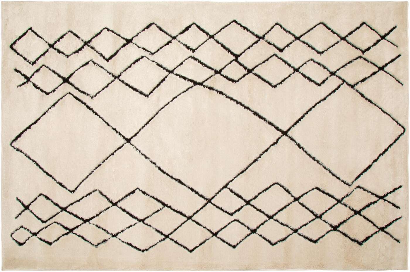Ковер домашний ворсовый Марокканская клетка 160x230 см (цвет Кремовый ворс / черная термоусадочная ткань)