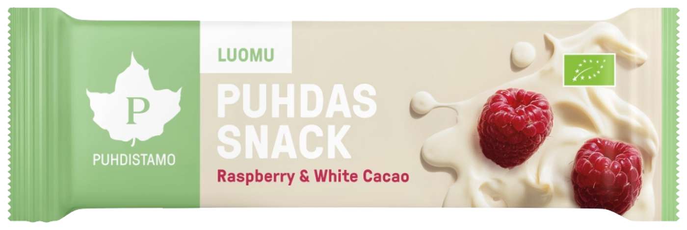 Puhistamo Pure Snack Малина и белое какао, органический 40 г