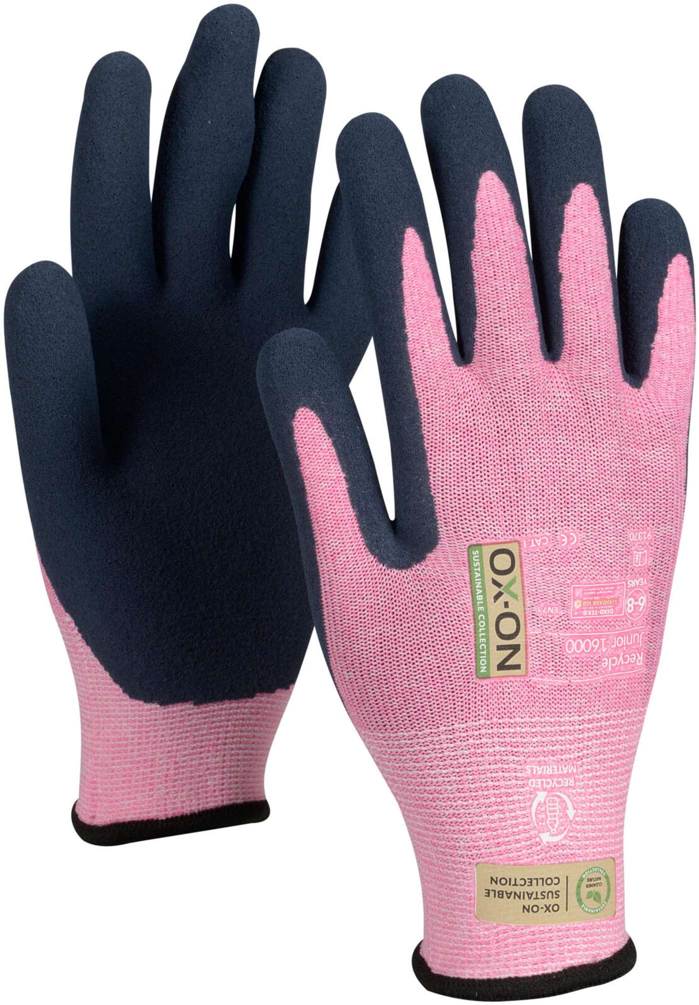 Детские садовые перчатки OX-ON Recycled Junior 16000 (размер 4-6, цвет Розовый)