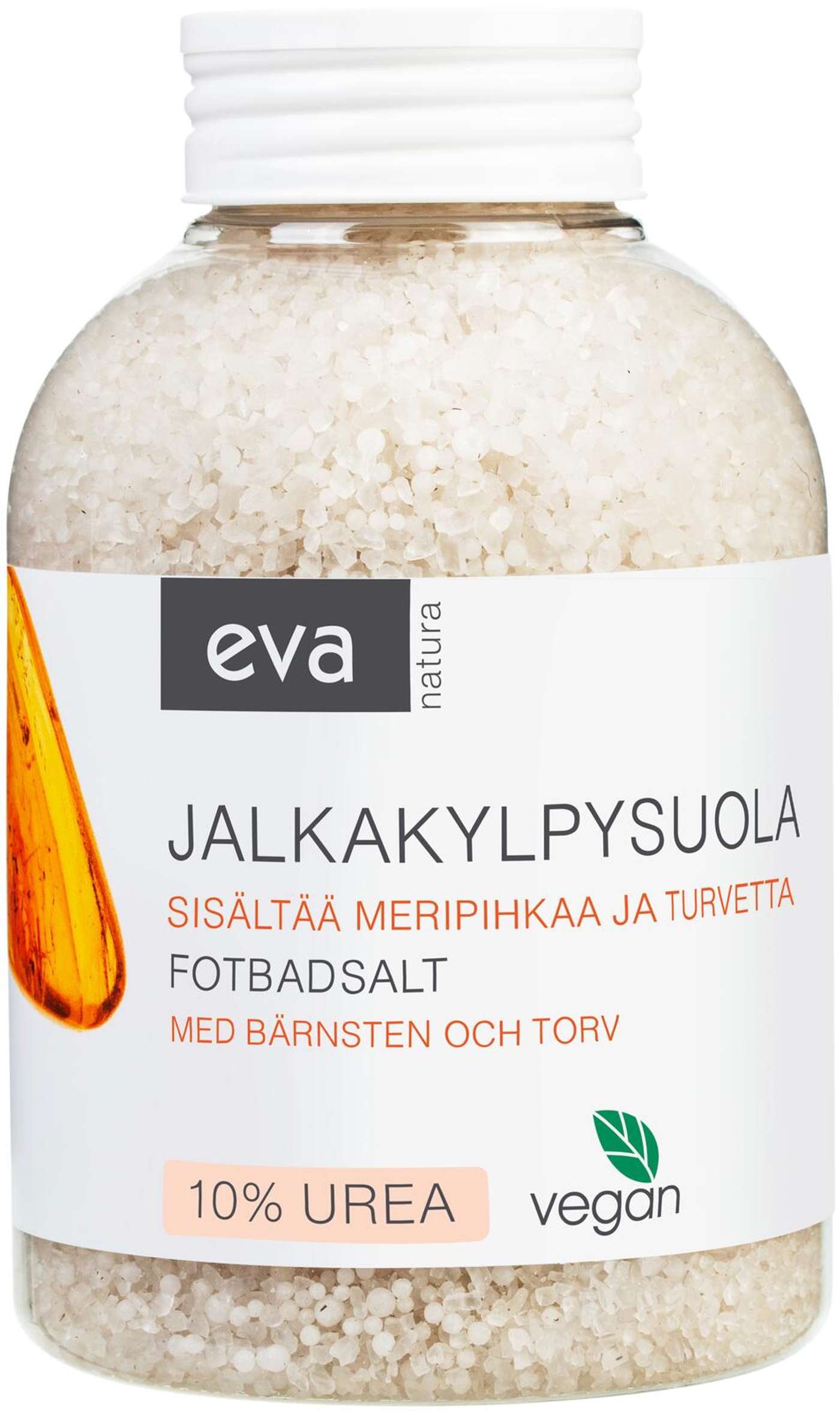 Eva Natura Соль для ванн для ног, содержит янтарь и торф.