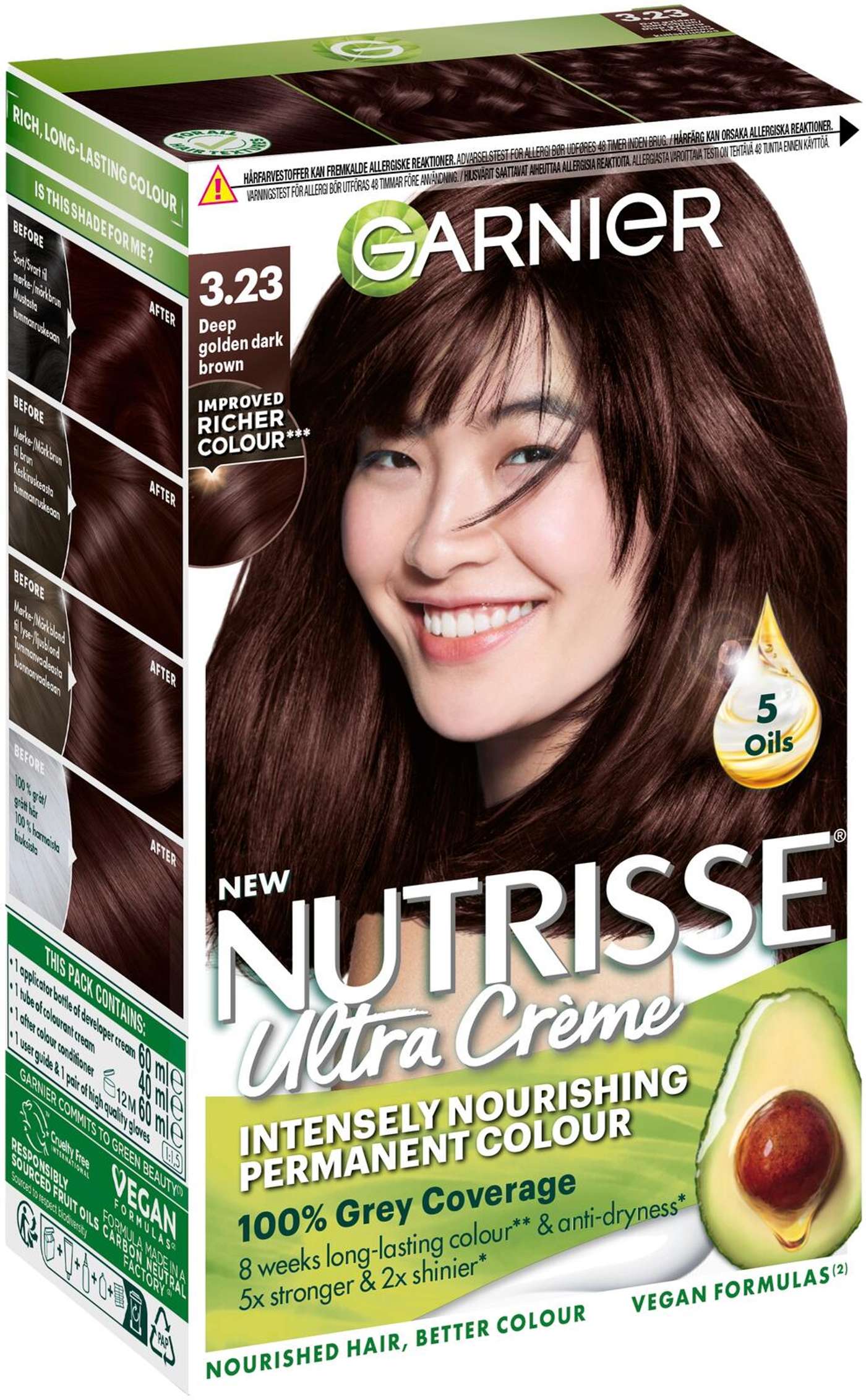 Garnier Nutrisse Ultra Creme 3. 23 Глубокий Золотой Темно-Коричневый Темно-золотисто-коричневый перманентный цвет 1шт (цвет Глубокий золотисто-темно-коричневый)