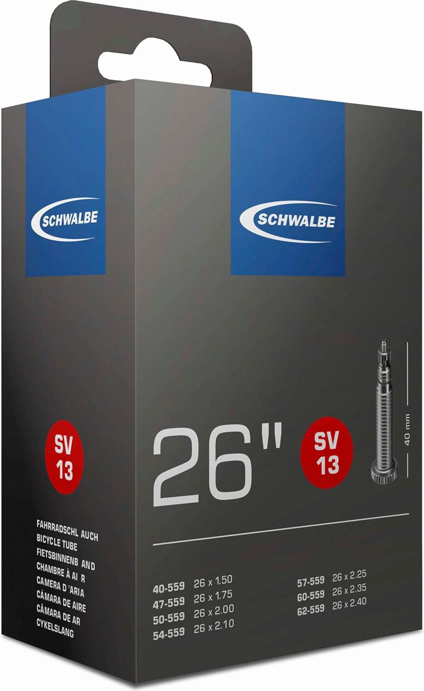 Велосипедная камера Schwalbe 26 дюймов 40 / 62-559 sv13 40 мм (цвет Черный)