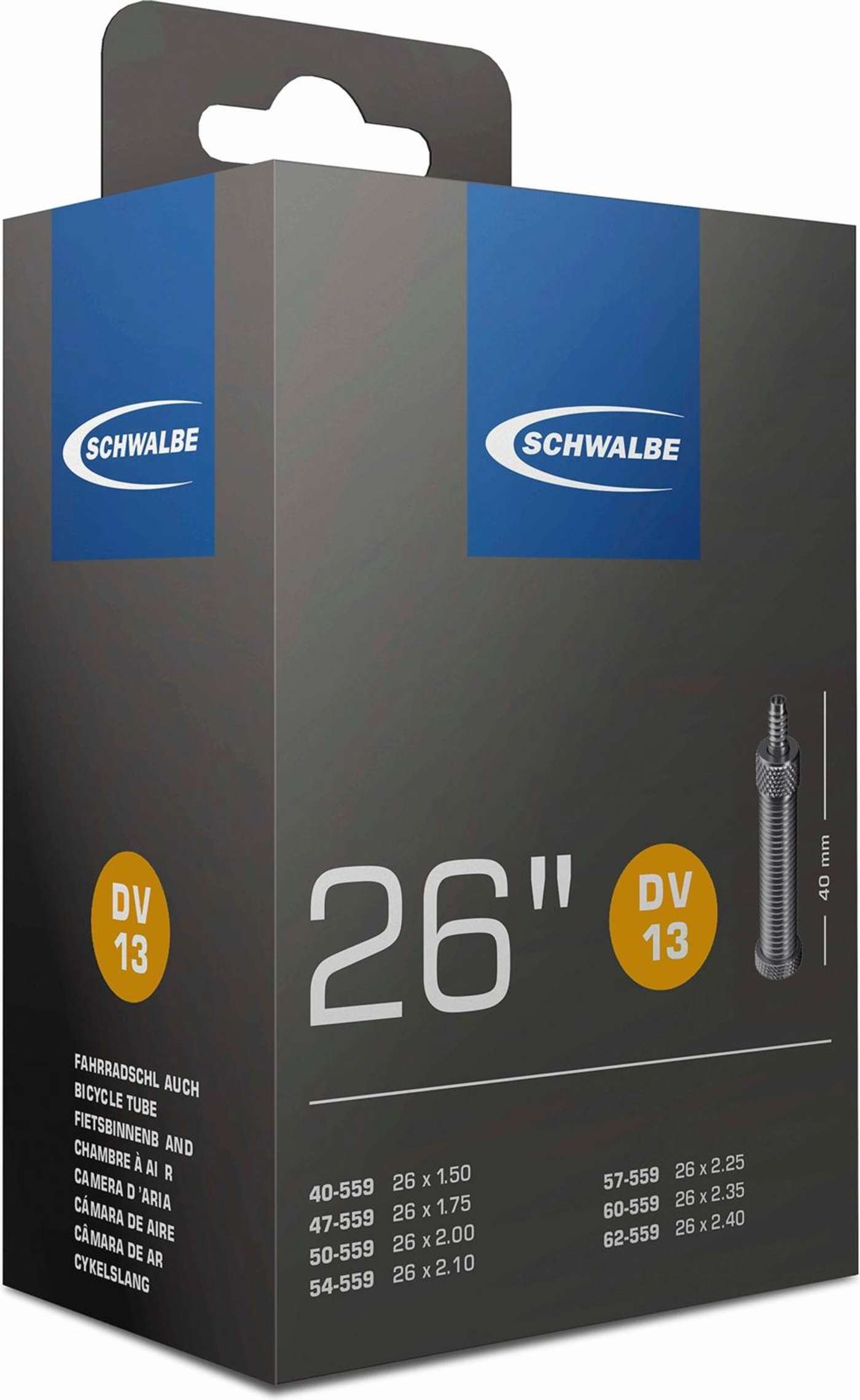Велосипедная внутренняя покрышка Schwalbe 26" 40 / 62-559 dv13 40мм (цвет Черный)