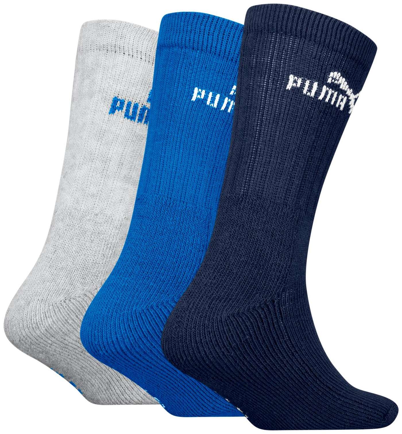Детские теннисные носки Puma, 3 пары (размер 27 / 30, цвет Серый / синий)