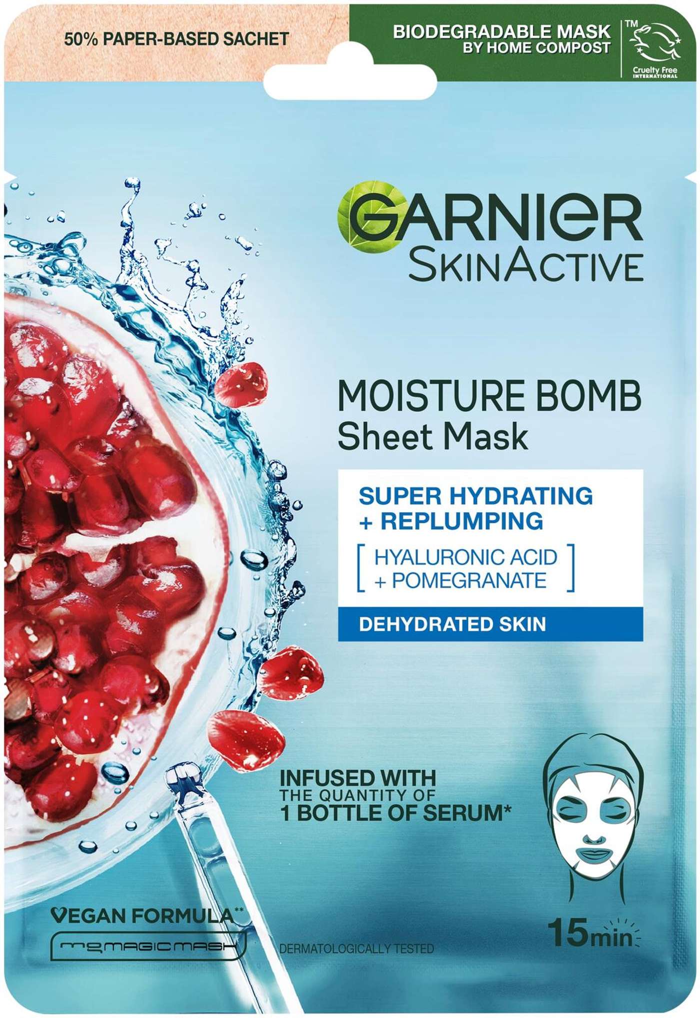 Garnier SkinActive Moisture Bomb увлажняющая тканевая маска для лица 28г