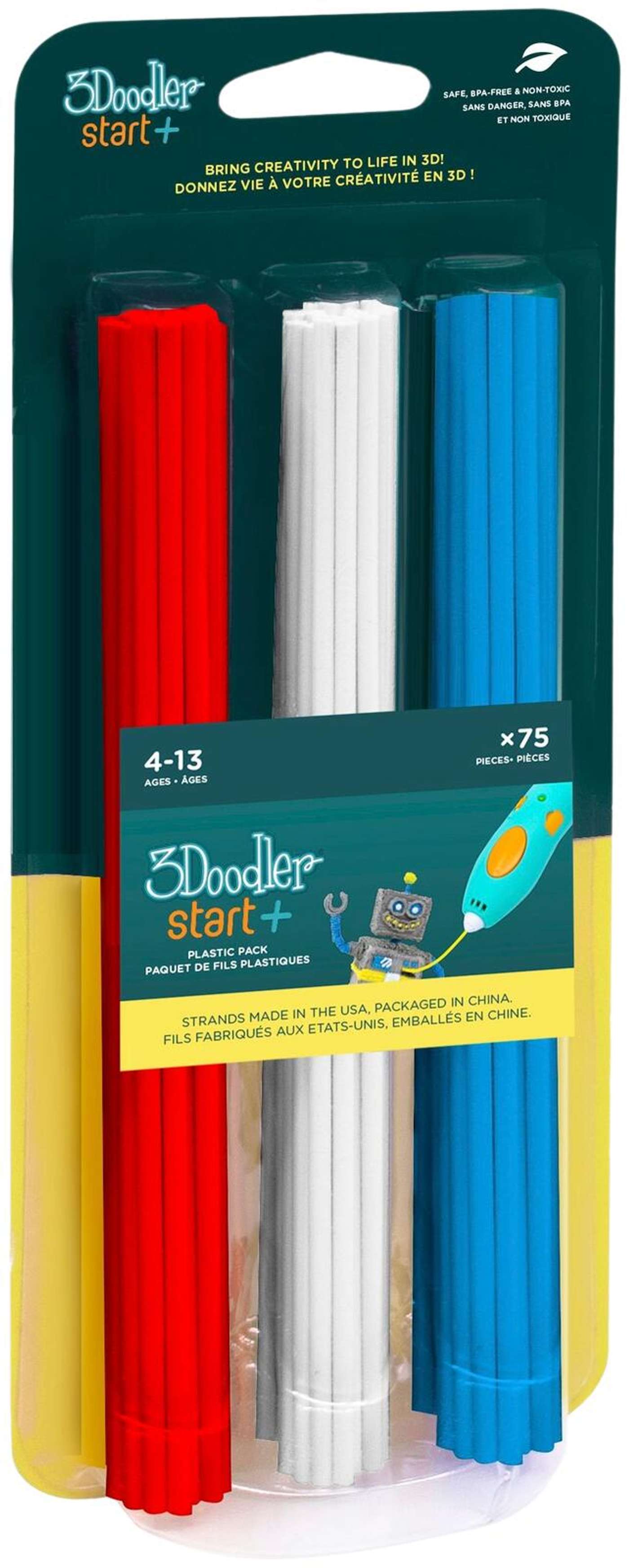 3Doodler 3D нить ЭКО 75 шт красный / белый / синий