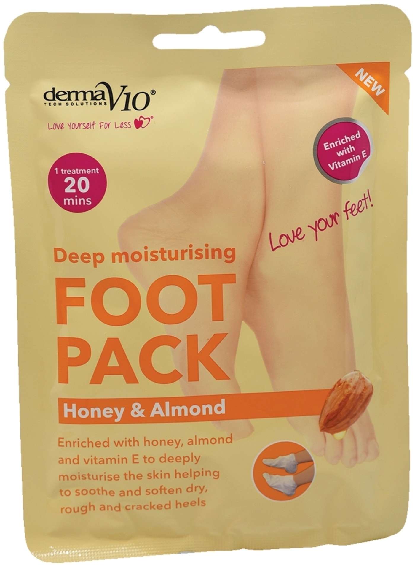 Маска для ног Derma V10 мед и миндаль 45г 1 пара