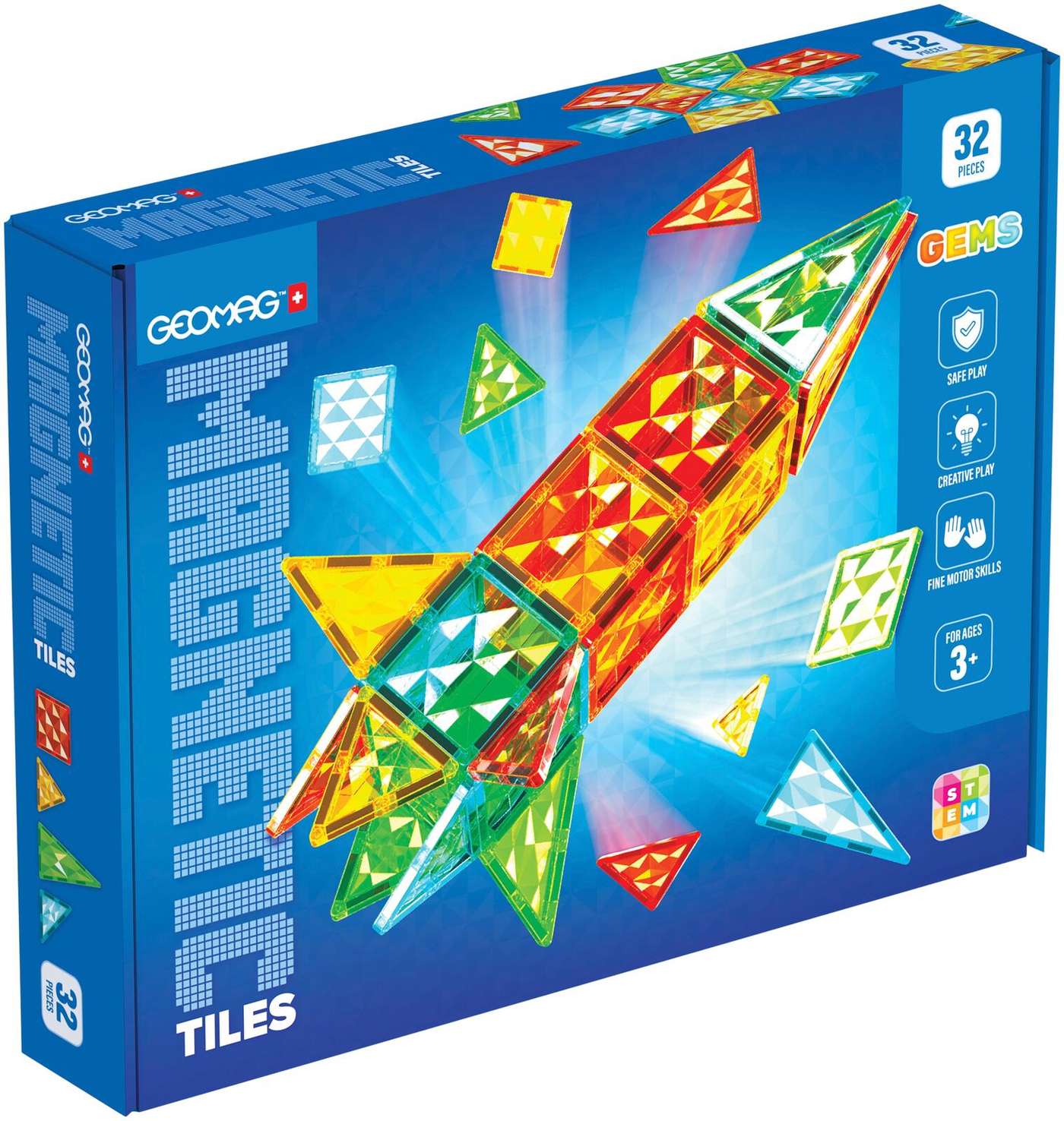 Geomag Magnetic Tiles Gems Магнитный конструктор Raketti, 32 предмета