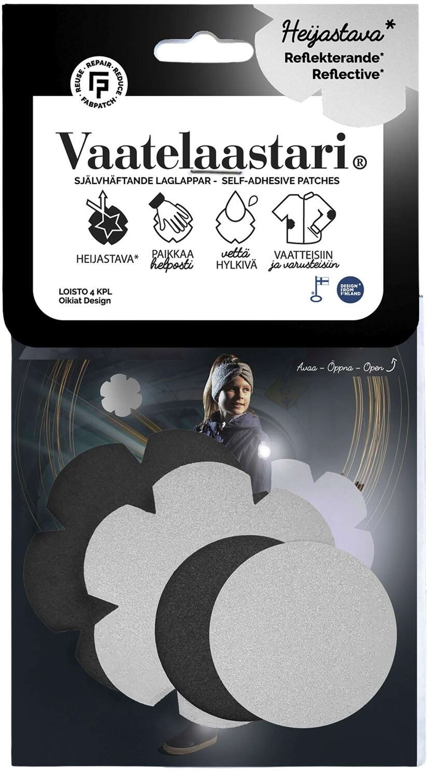 FabPatch Clothing Patch, Loisto - легкий втирающийся текстильный пластырь. (цвет черный / серый)
