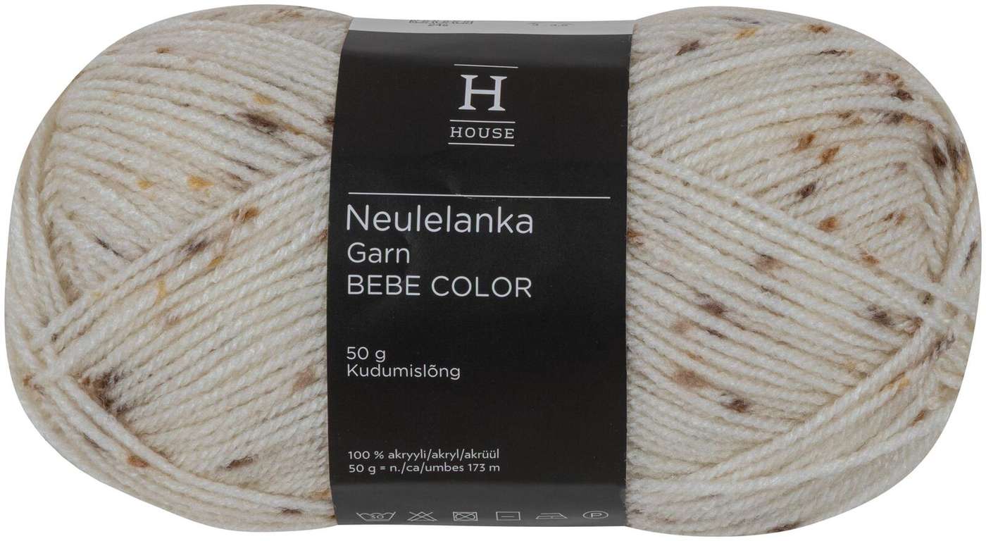 Домашняя пряжа Bebe Color 50 г бежевый, белый 31373 (цвет бежевые точки / белый)