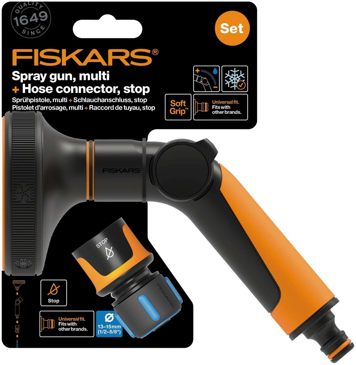 Пистолет Fiskars + быстроразъемный разъем STOP 13 мм