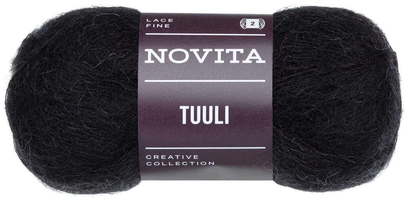 Novita Пряжа Туули 25 г сажа 099 (цвет черный)