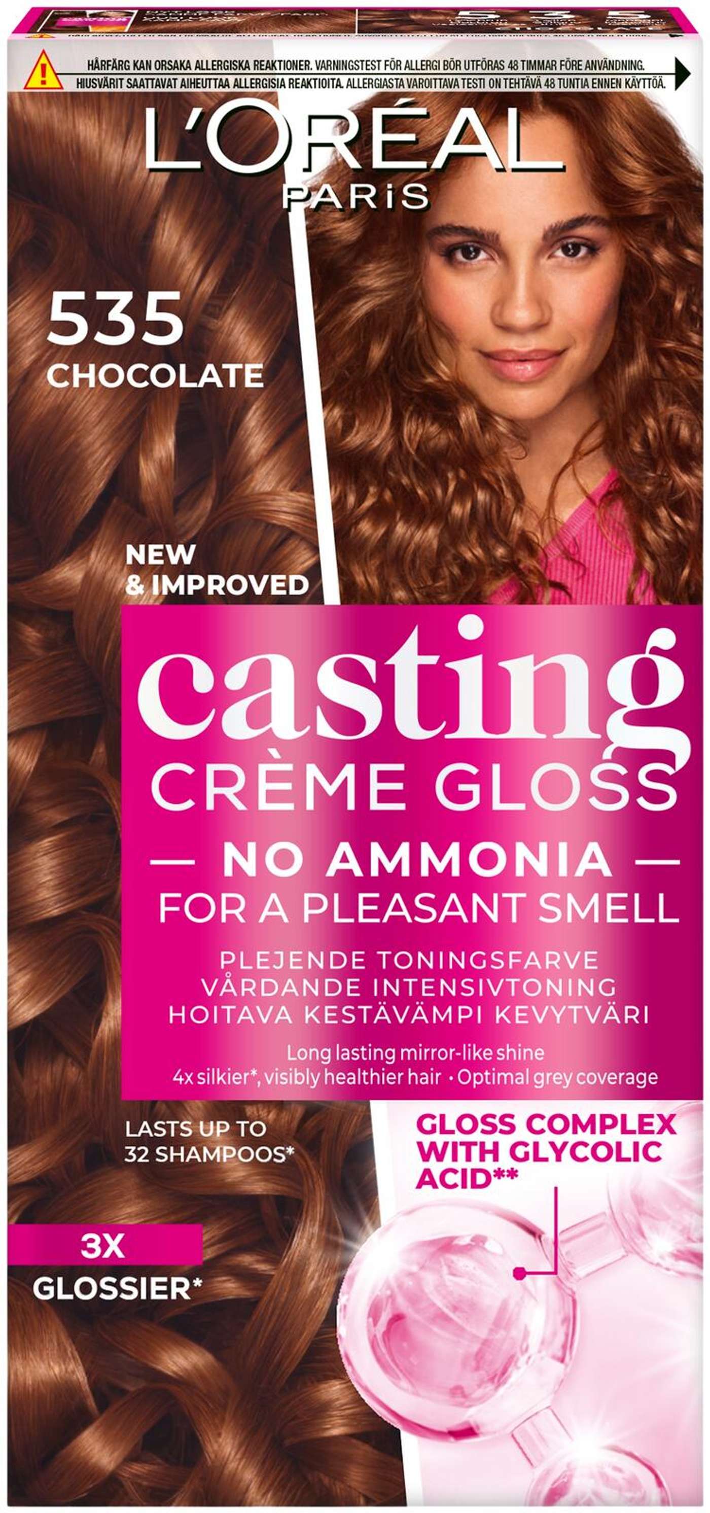 L'Oréal Paris Casting Crème Gloss 535 Шоколад Красное дерево Золотисто-коричневый светлый цвет 1шт (цвет Шоколад)