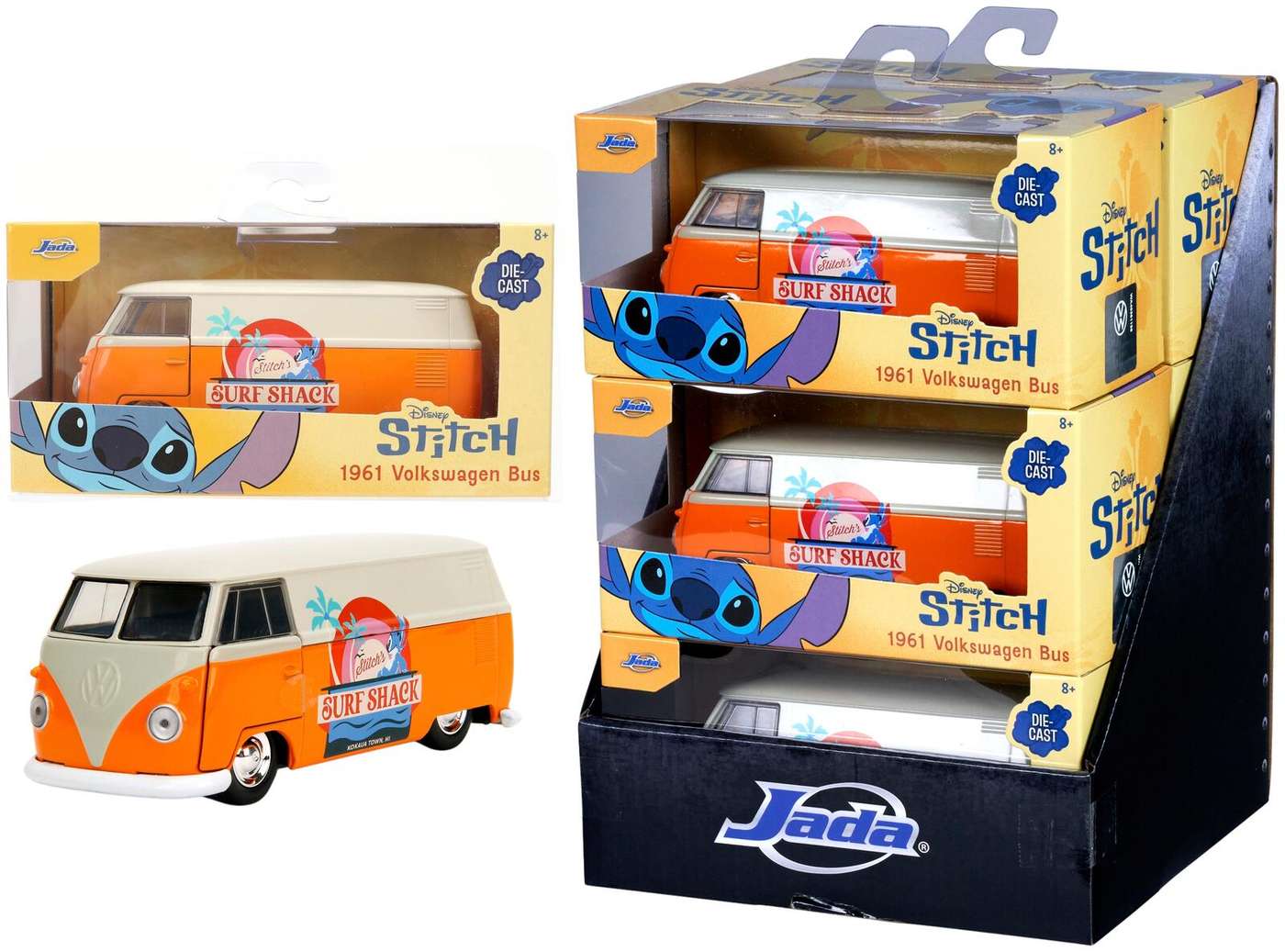 Jada Stitch Автобус VW 1961 года, литье под давлением, 13, 5 см, масштаб 1: 32