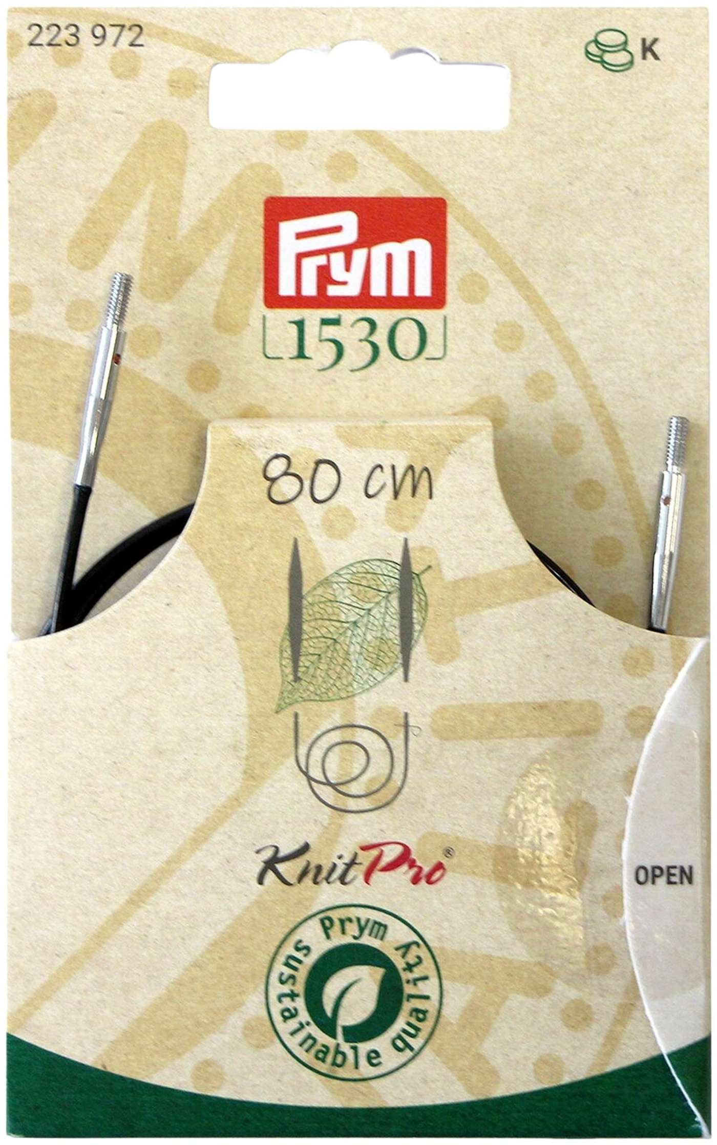 Круглый игольчатый кабель Prym 1530 80 см и аксессуары (цвет черный)