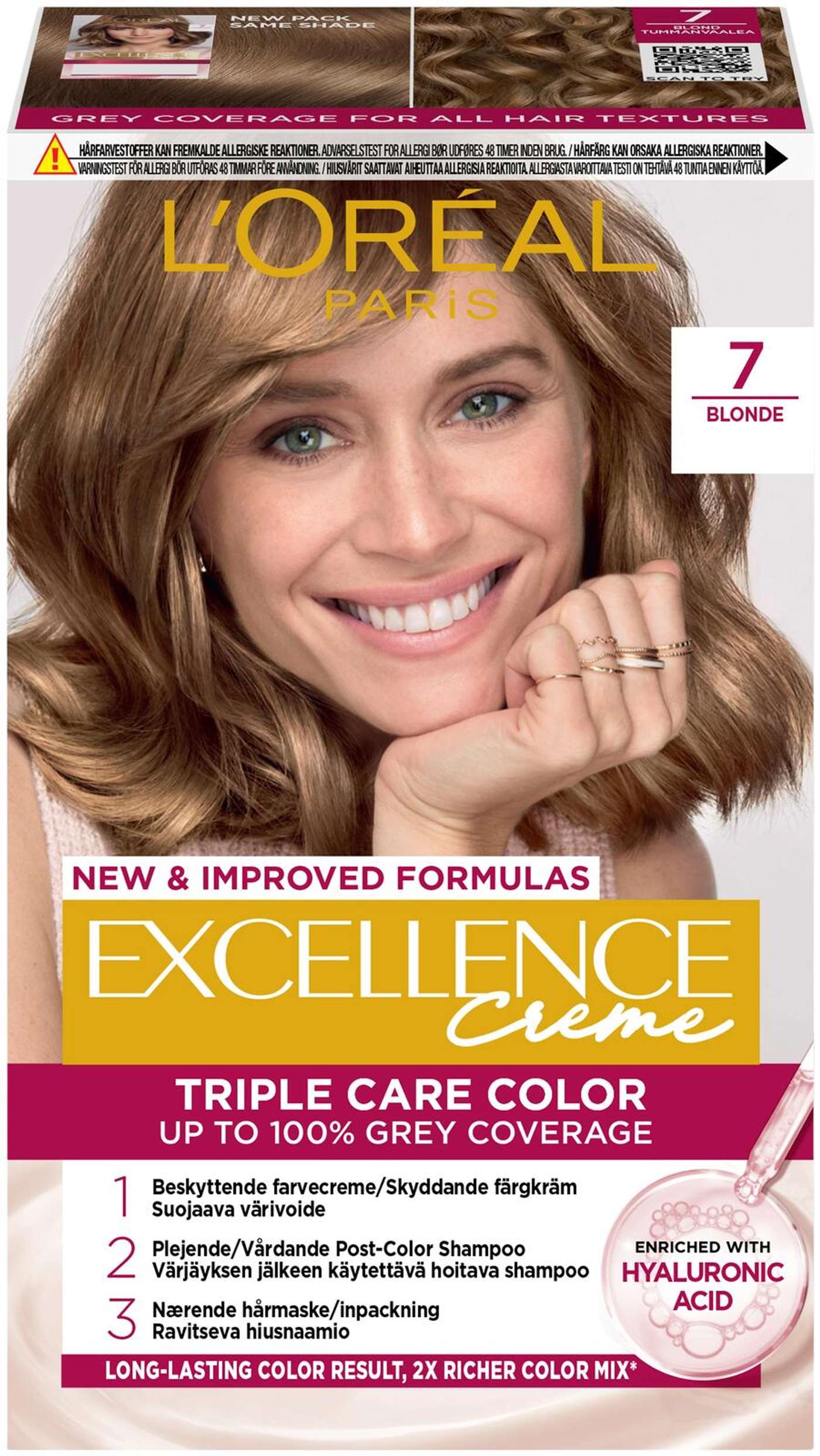 L'Oréal Paris Excellence Creme 7 Blonde Темно-русый перманентный цвет 1 шт. (цвет Блондинка)