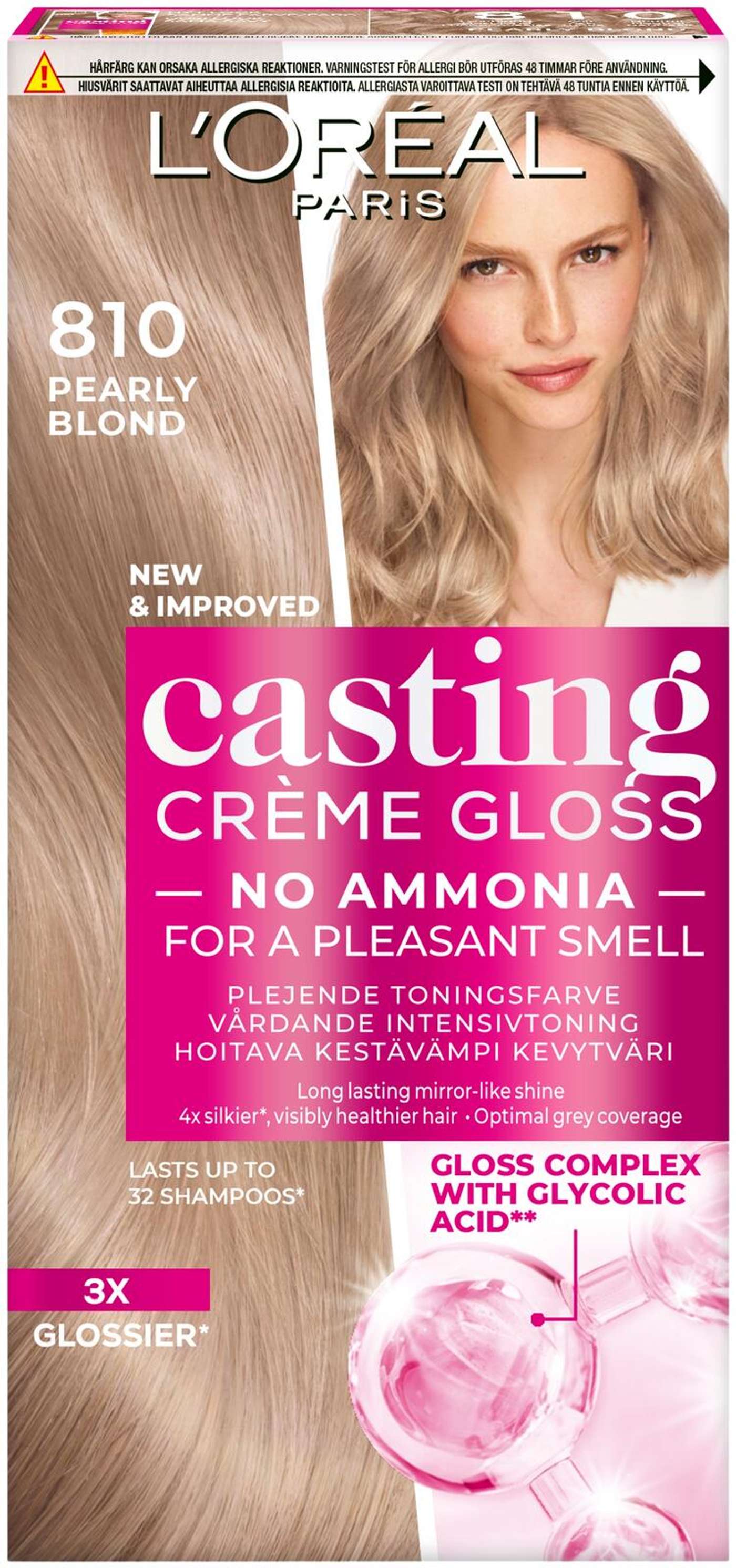 L'Oréal Paris Casting Crème Gloss 810 Pearly Blonde полуперманентная краска для нормальных волос 1 шт. (цвет Жемчужная блондинка)