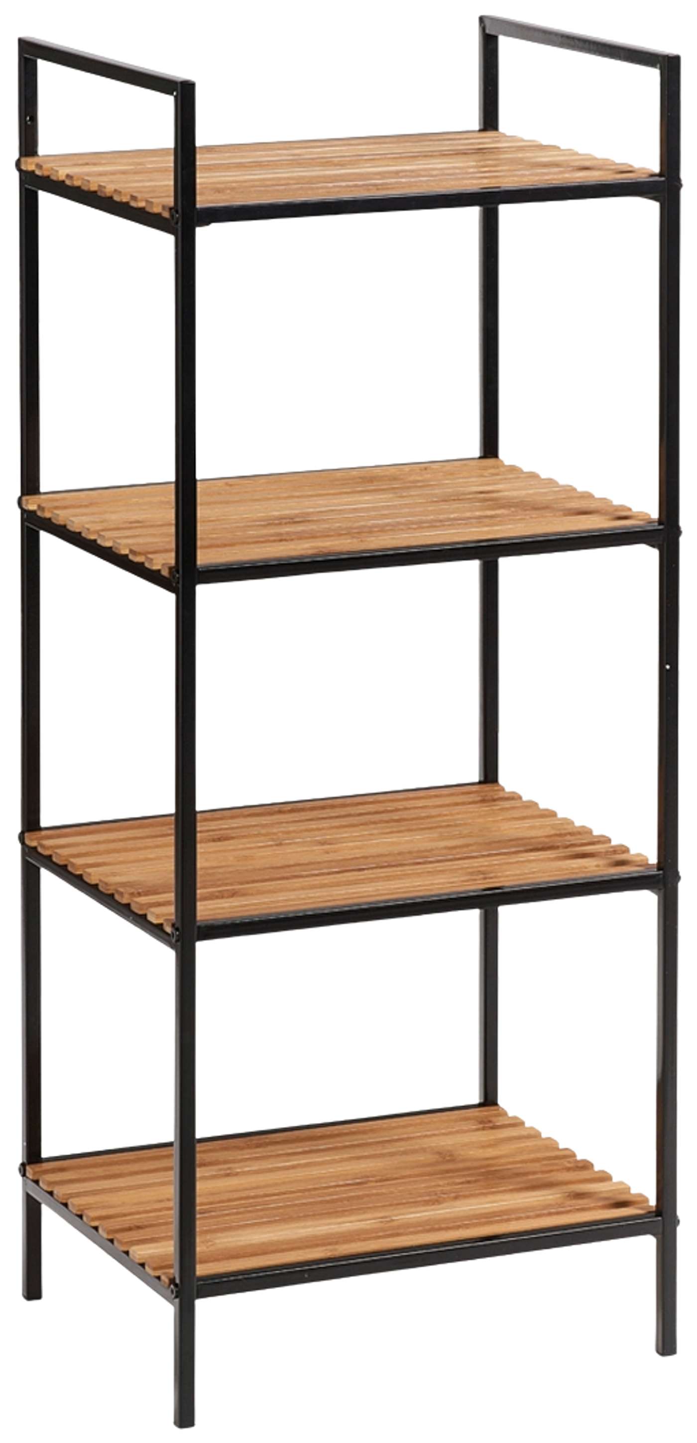 Zeller Shelf 4 полки бамбук-металл черный (цвет черный)