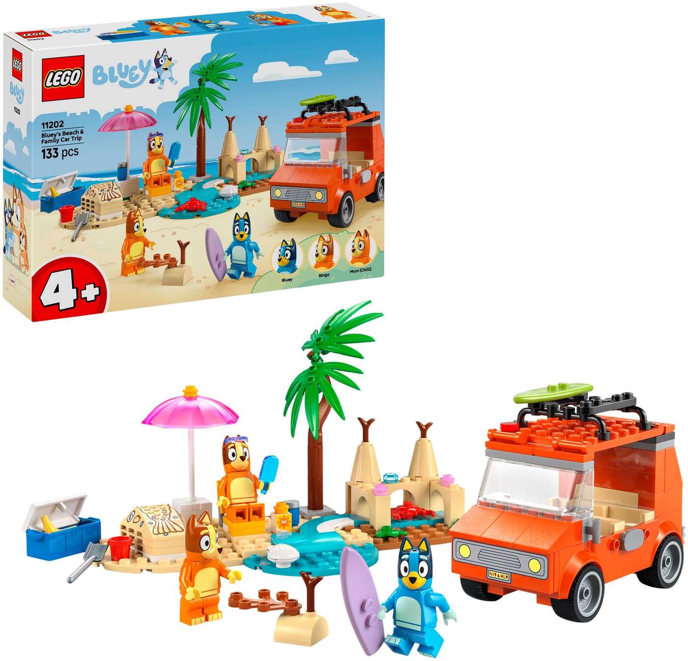 LEGO Bluey 11202 Семейная поездка Блю на пляж на машине