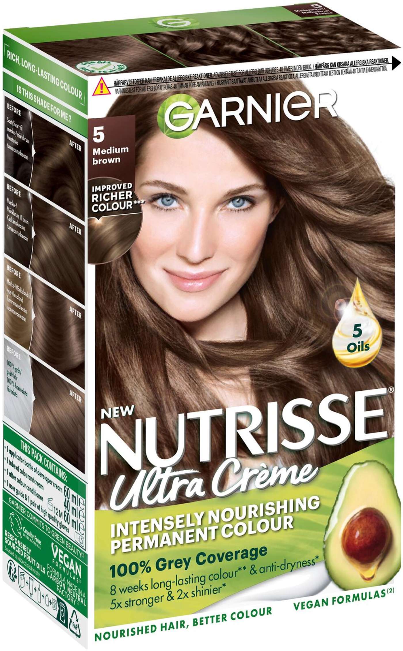 Garnier Nutrisse Ultra Creme 5. 0 Medium Brown Коричневый перманентный краситель 1шт (цвет Средне-коричневый)