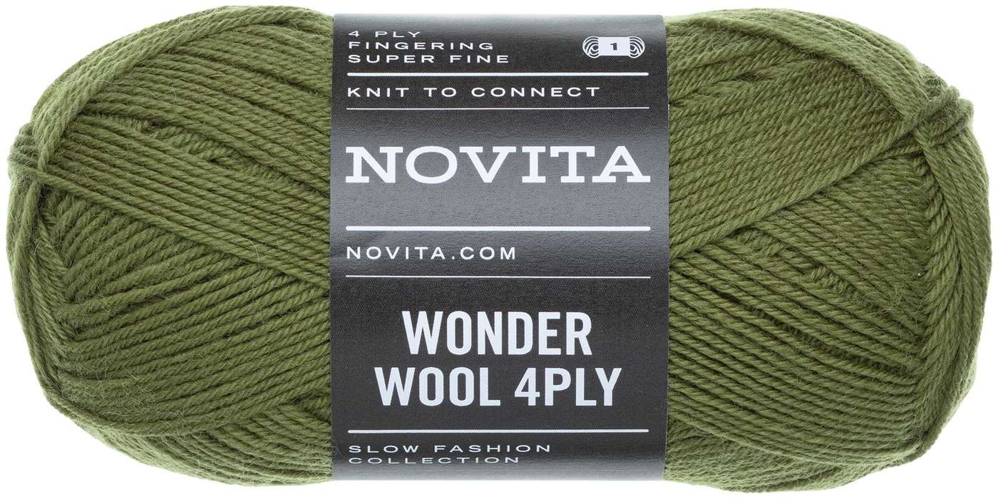 Пряжа Novita Wonder Wool 4PLY 50 г мох 306 (цвет мох)