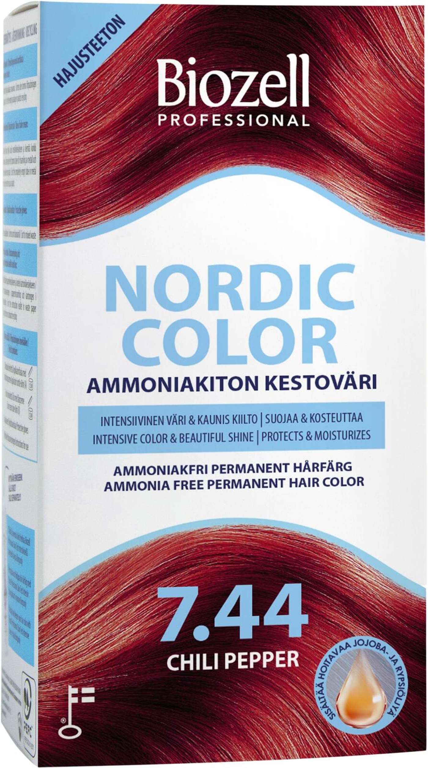 Biozell Professional Nordic Color перманентная краска без аммиака Chili Pepper 7, 44 2x60 мл