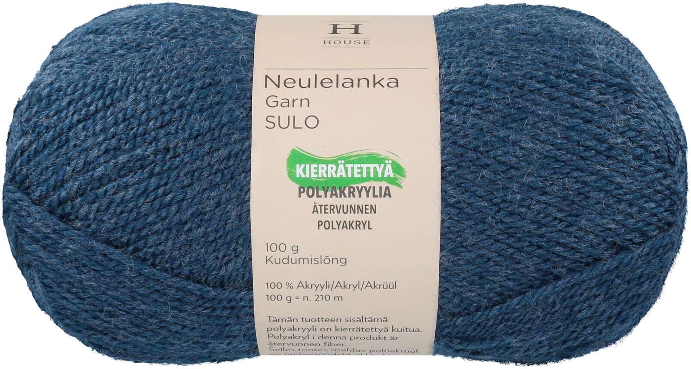 Пряжа для домашнего вязания акрил Sulo 100 г Denim Blue 5541 (цвет джинсовая синяя)