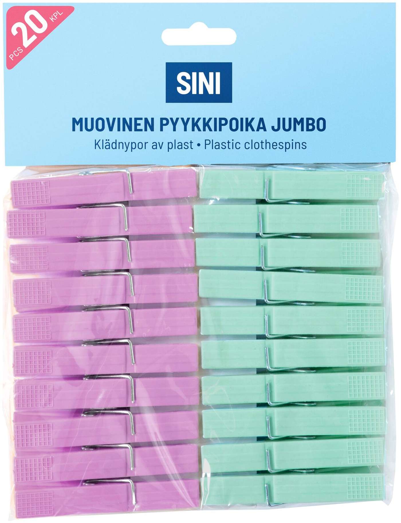 Прищепки пластиковые синие большие 20 шт.