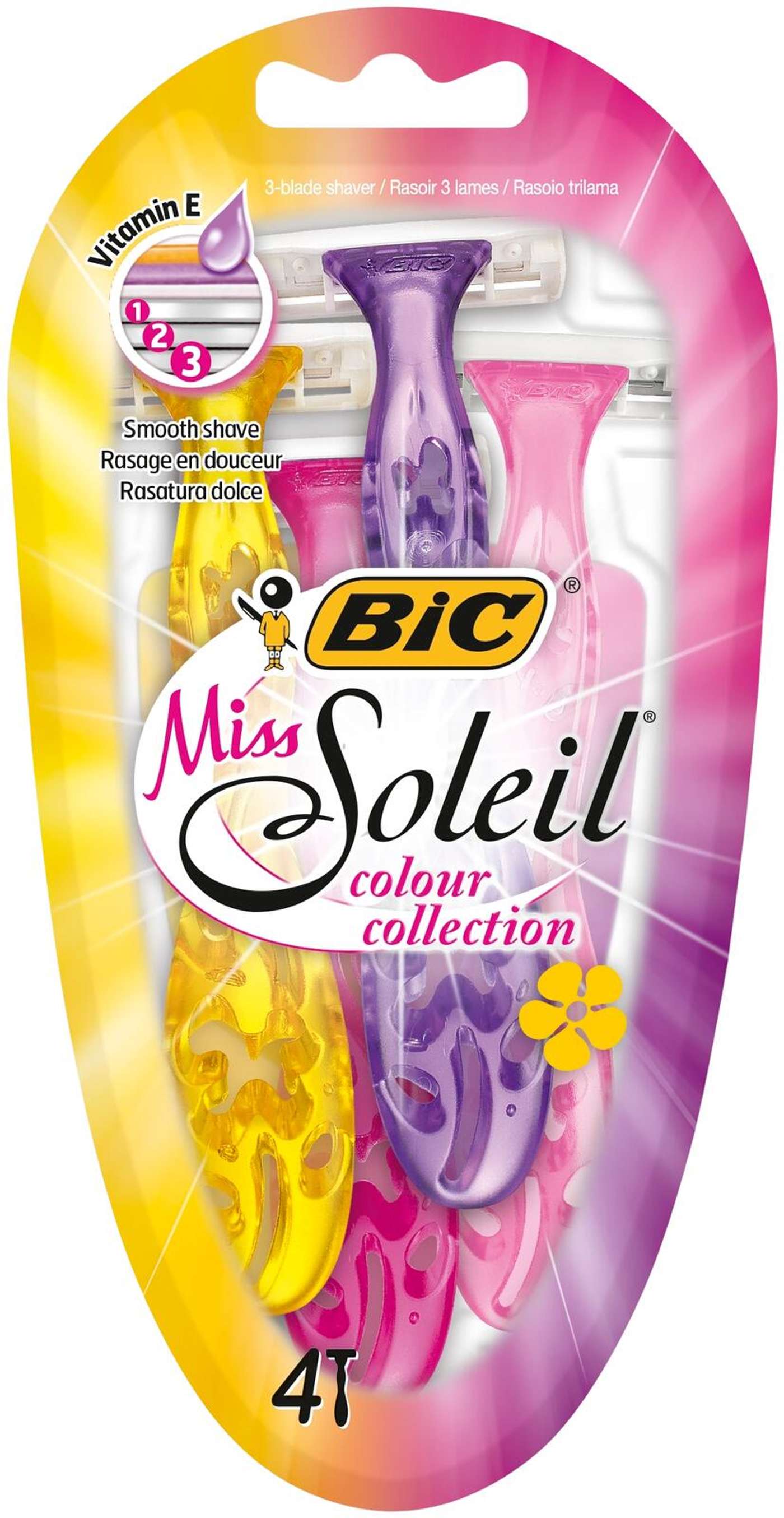 Лезвия с ручкой BIC Miss Soleil Color Collection, 4 шт.