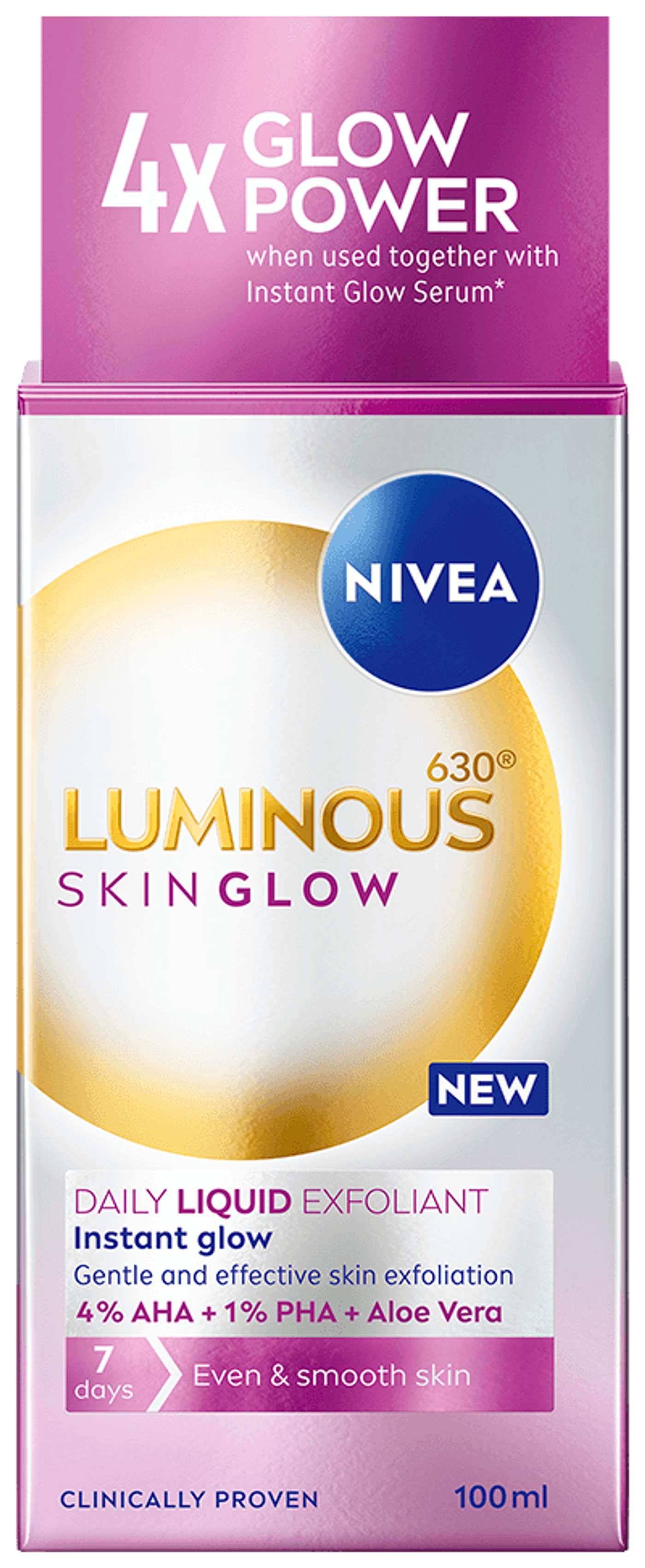 NIVEA 100ml Luminous630 Skin Glow Daily Liquid Exfoliant - отшелушивающая уходовая жидкость