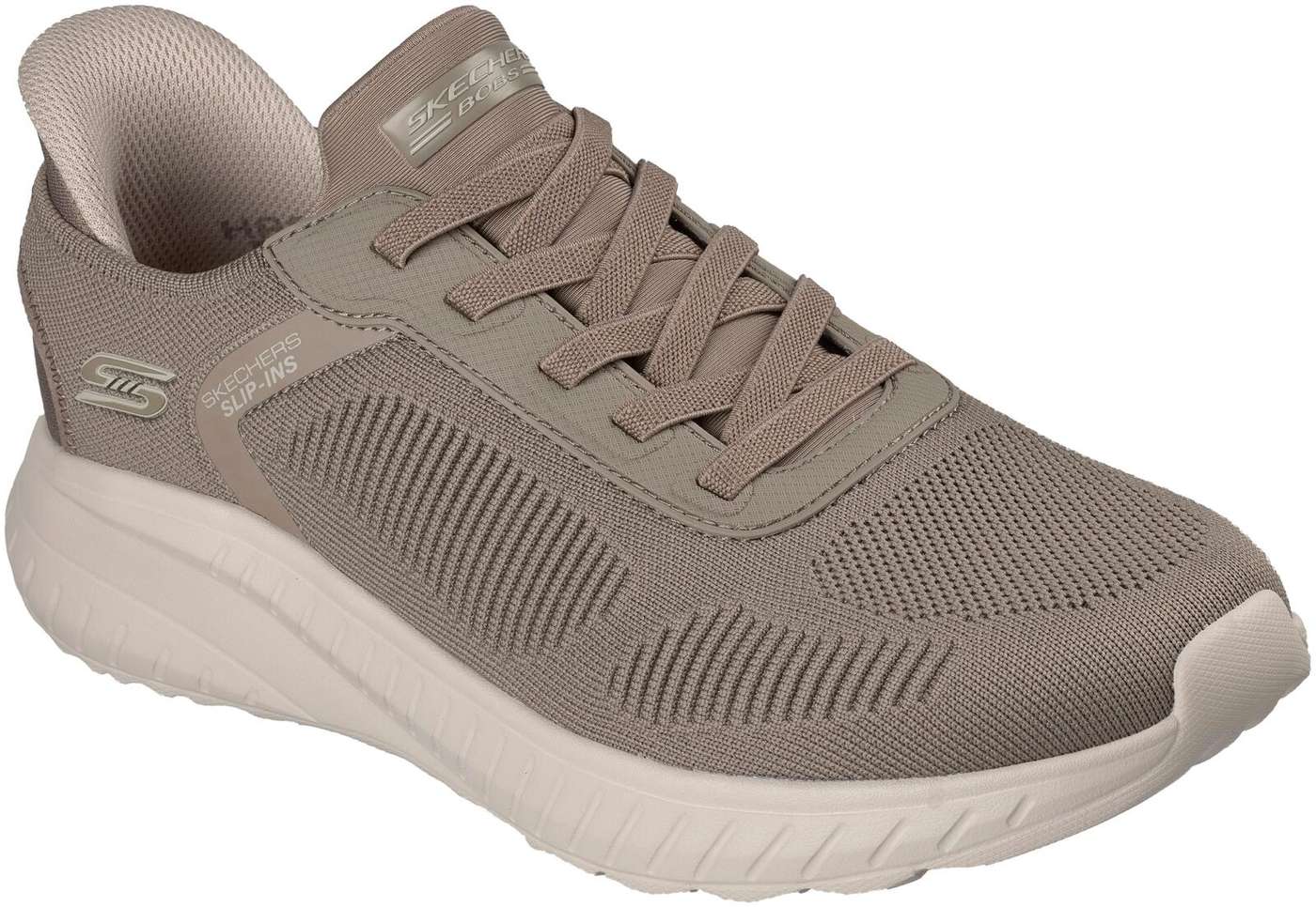 Мужские слипоны Skechers, лоферы-бобs Sport Squad Chaos Solid Step, хаки (размер 47 , 5, цвет Темно-серо-коричневый)