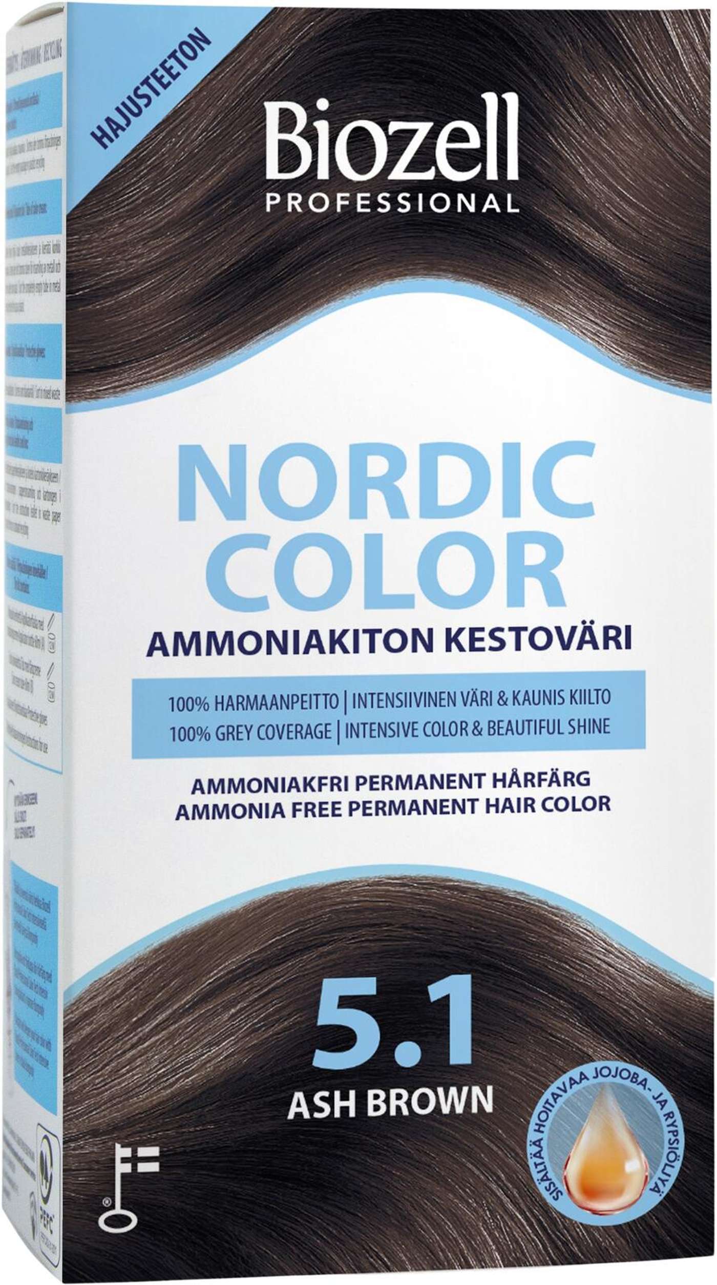 Biozell Professional Nordic Color перманентная краска без аммиака Пепельно-коричневый 5. 1 2x60мл