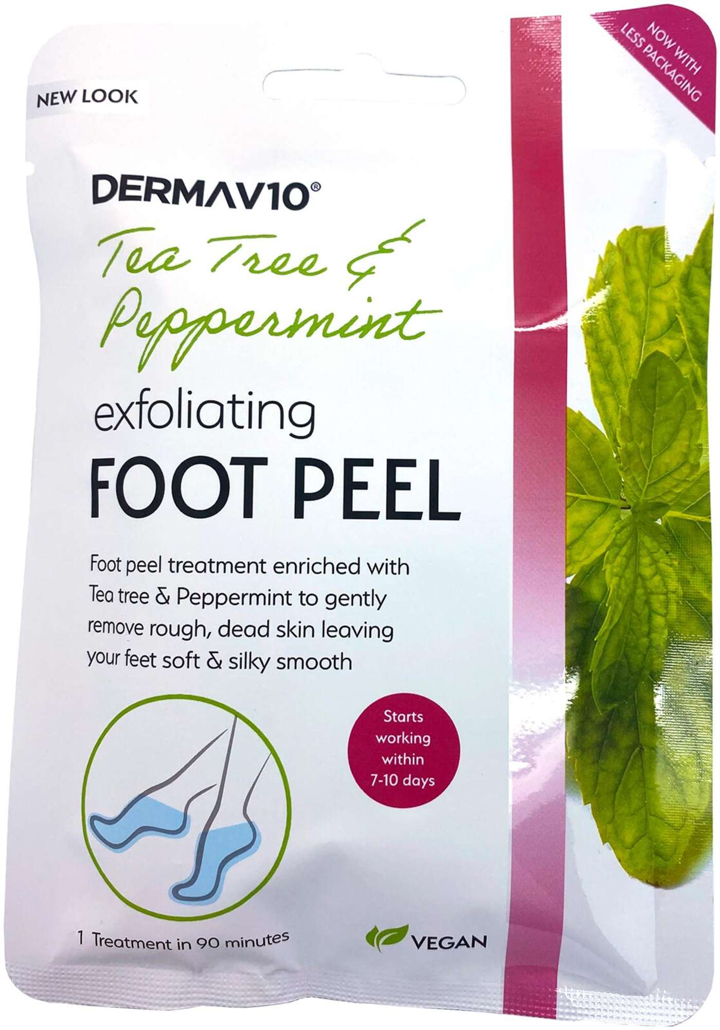 Derma V10 отшелушивающая маска для ног «Чайное дерево и мята» 1 пара