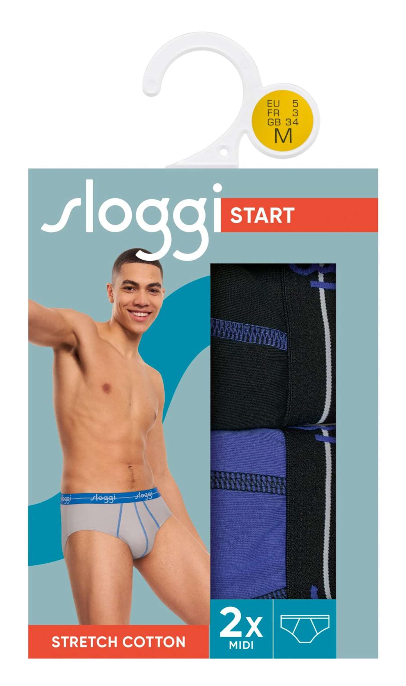 Мужское нижнее белье Sloggi Start Midi, 2 пары (размер 4, цвет Черный синий)