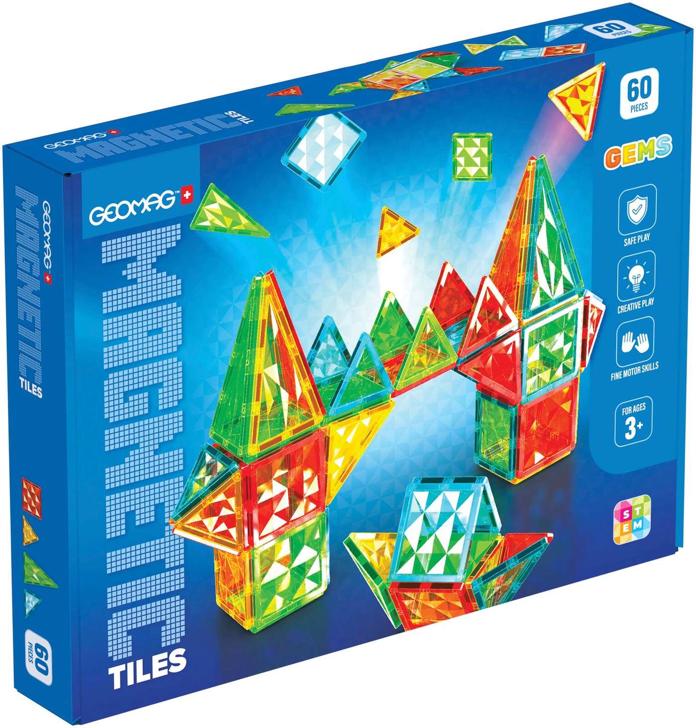 Набор конструкторов Geomag Tiles Gems, 60 предметов