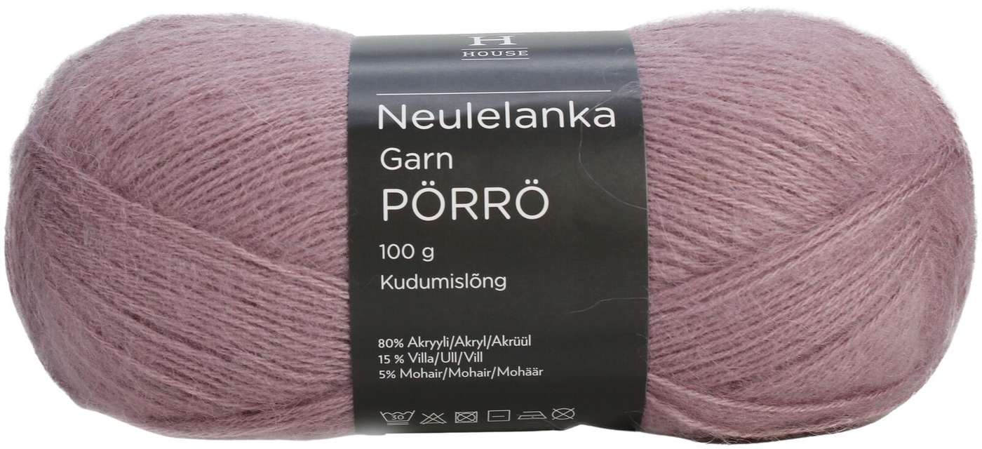 Домашняя пряжа мохер-шерсть-акрил Pörrö 100 г Old Rose 1429 (цвет старая роза)