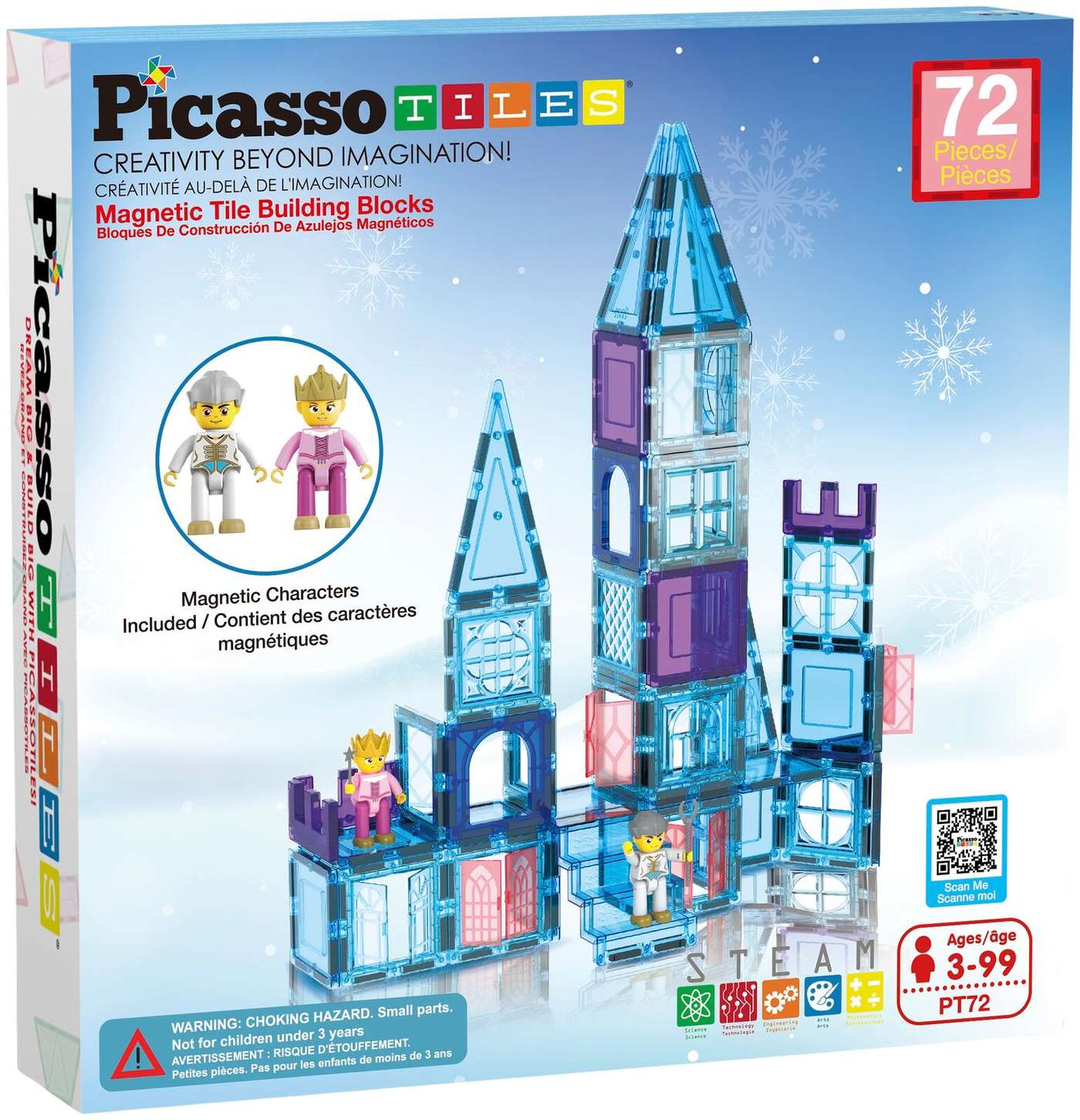 Магнитный конструктор PicassoTiles, 72 предмета, зимняя тема