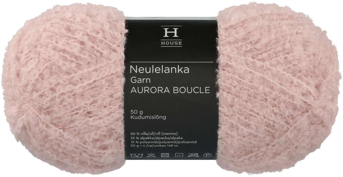 Домашняя пряжа Aurora Boucle 50 г пудрово-розовая 13422 (цвет пудрово-розовый)