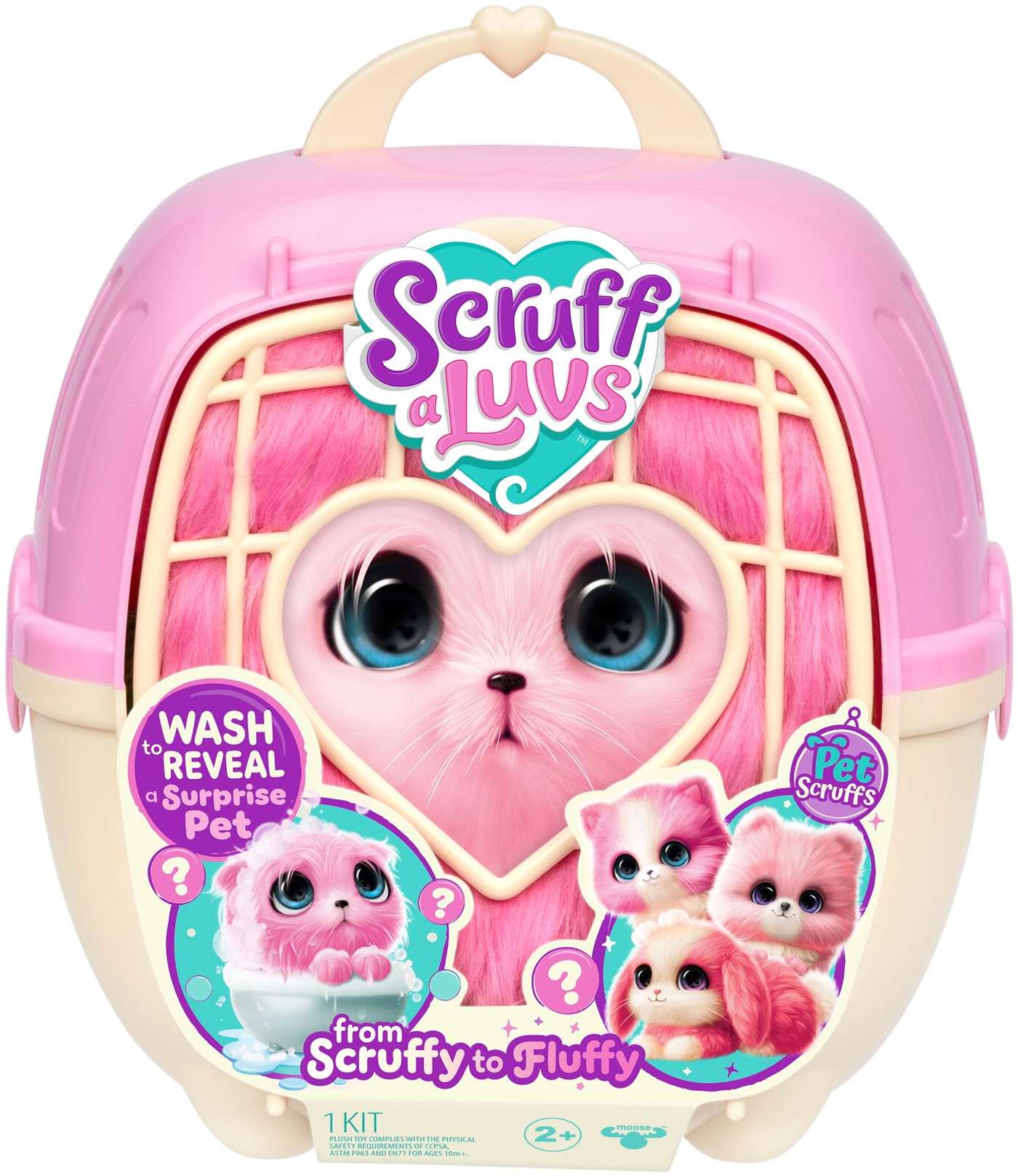 Питомец Scruff-a-Luvs с аксессуарами в корзине-переноске, розовый