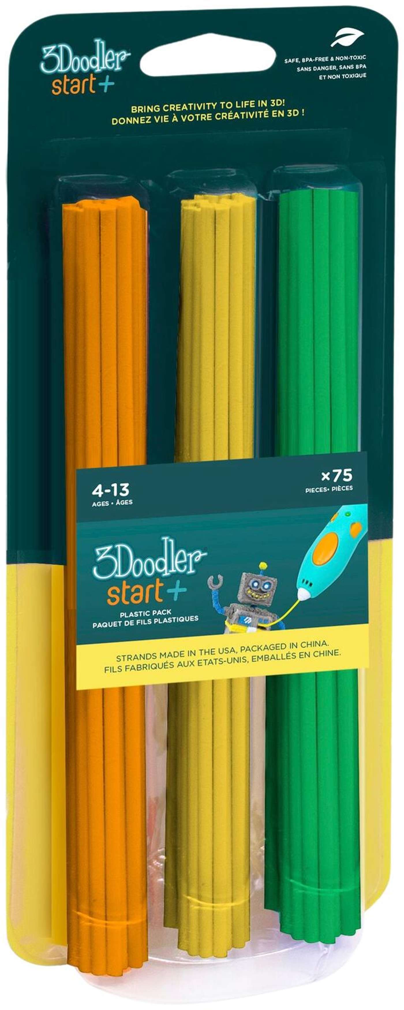 3Doodler 3D нить ECO 75 шт оранжевый / желтый / зеленый