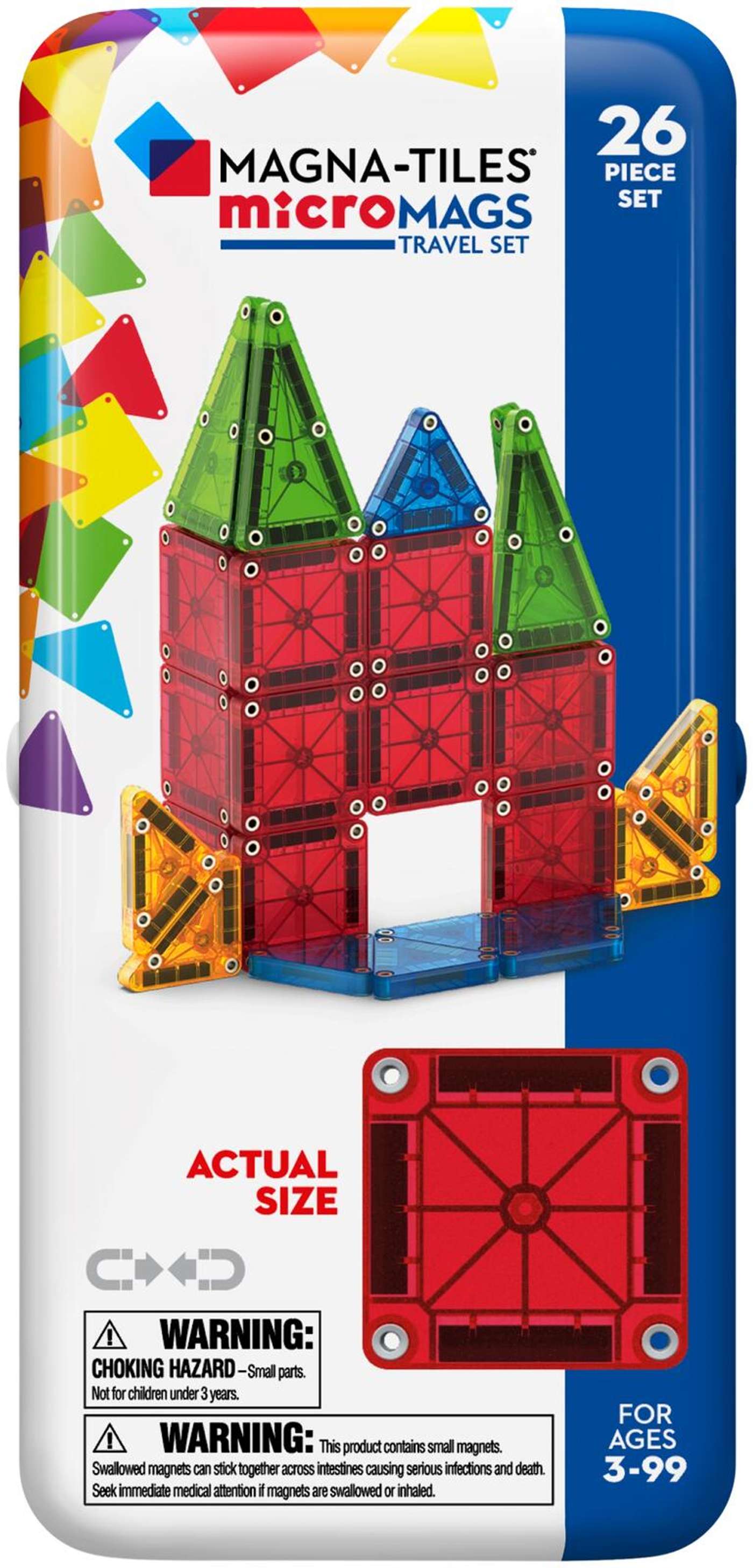 MAGNA-TILES® microMAGS Дорожная банка, магн. набор плитки, 26 шт.