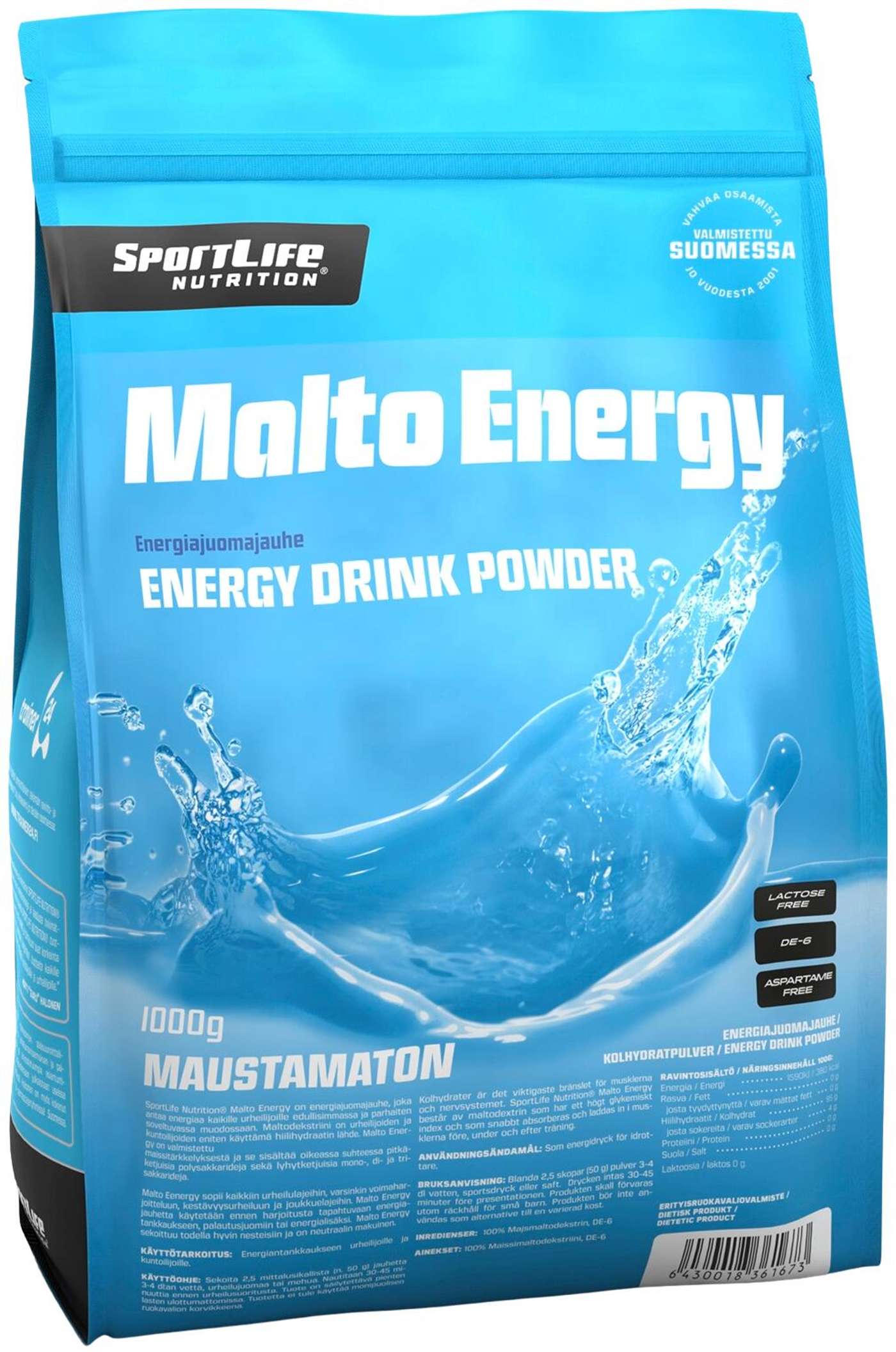 SportLife Nutrition Malto Energy 1000г порошок энергетического напитка без ароматизаторов