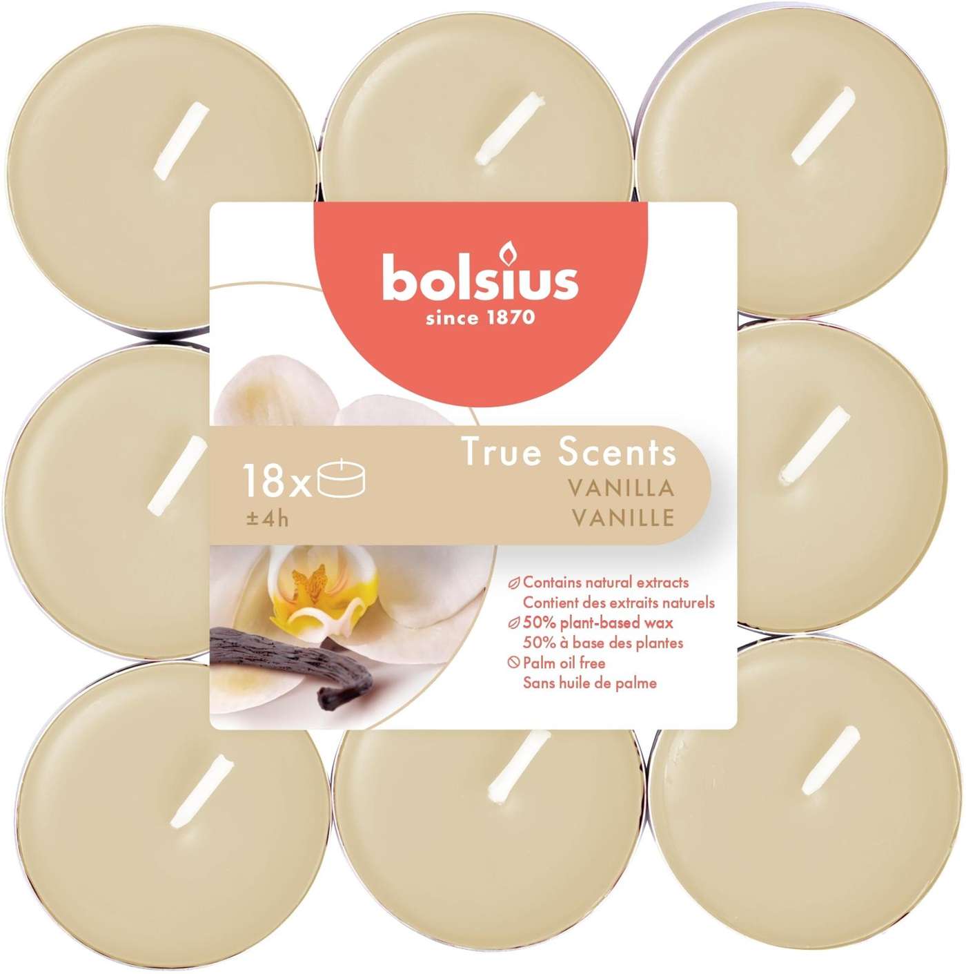 Bolsius True Scents - ароматические нагревательные свечи - ваниль - слоновая кость - 18 шт / упак. (цвет слоновая кость)