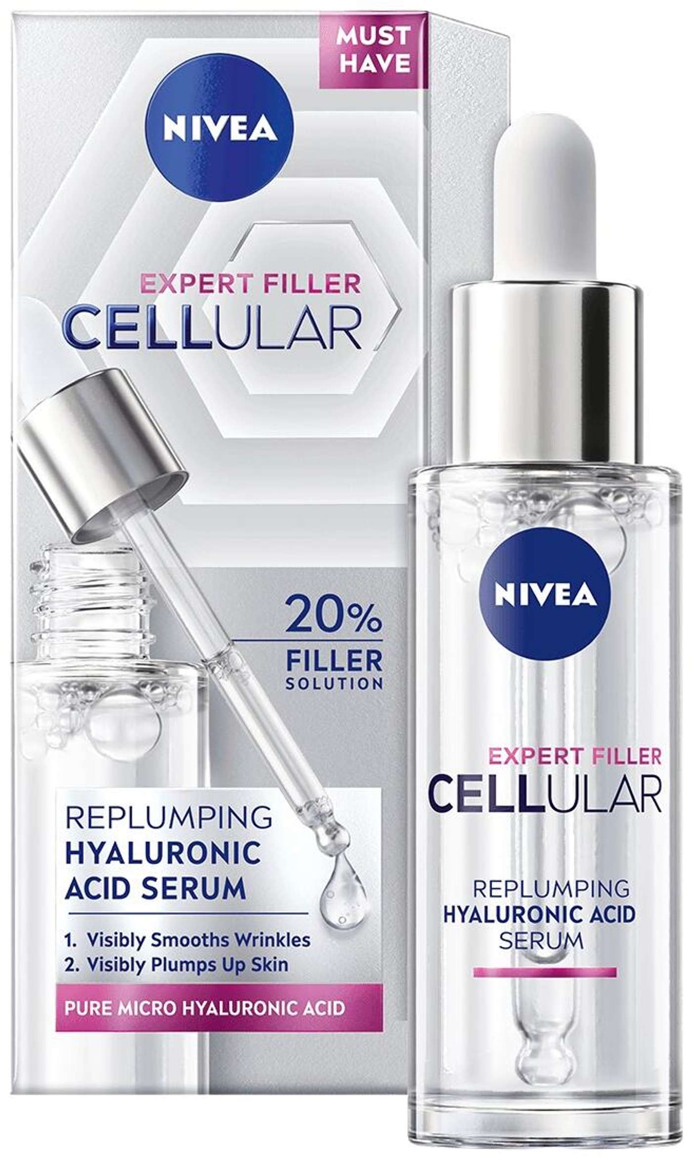 NIVEA 30 мл Cellular Expert Filler Hyaluron Replumping Serum сыворотка для лица